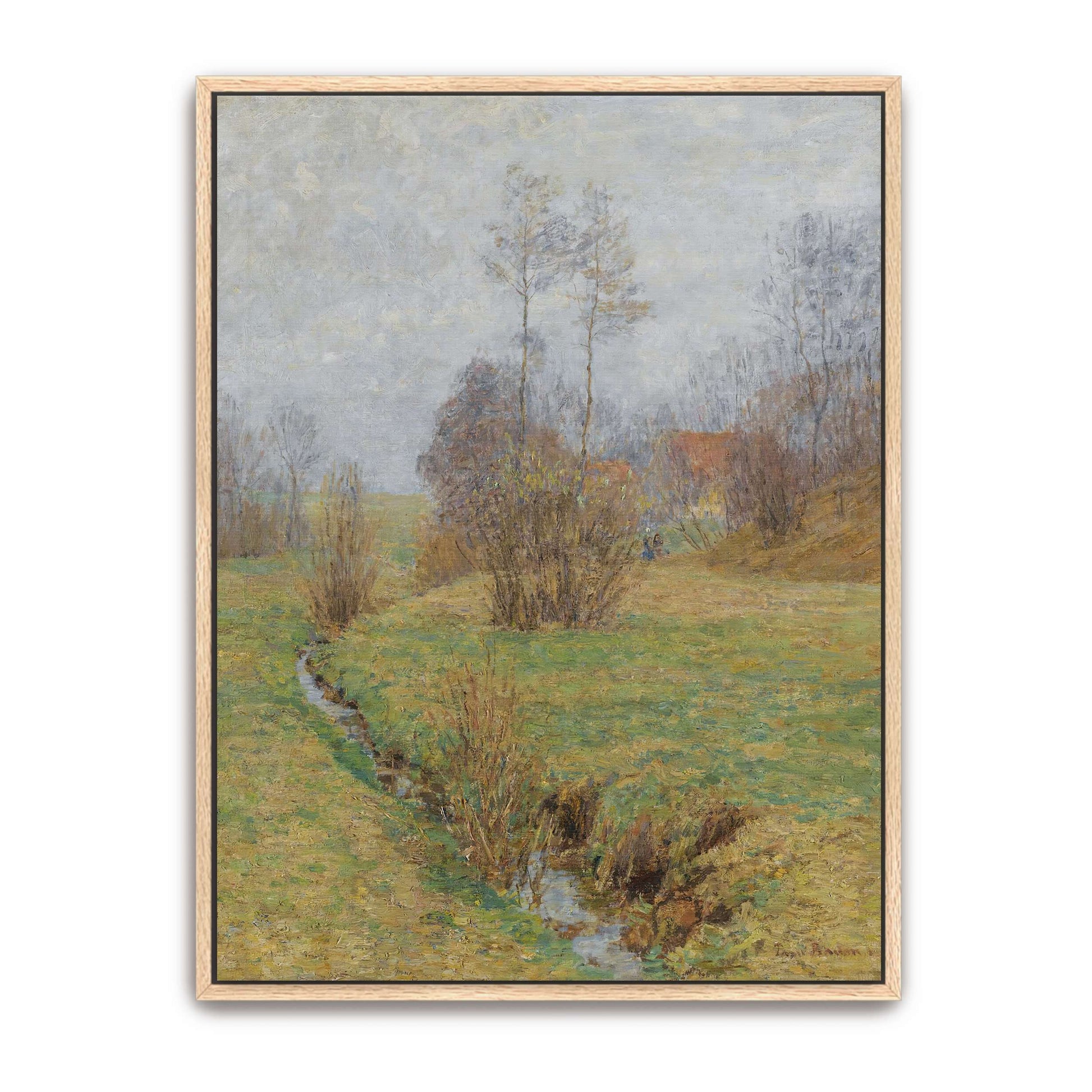 A stream flows through a grassy field by Paul Baum