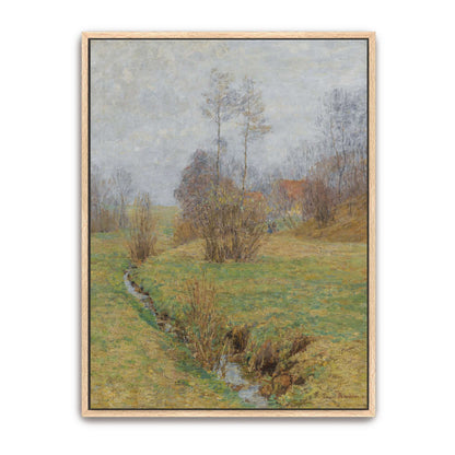 A stream flows through a grassy field by Paul Baum