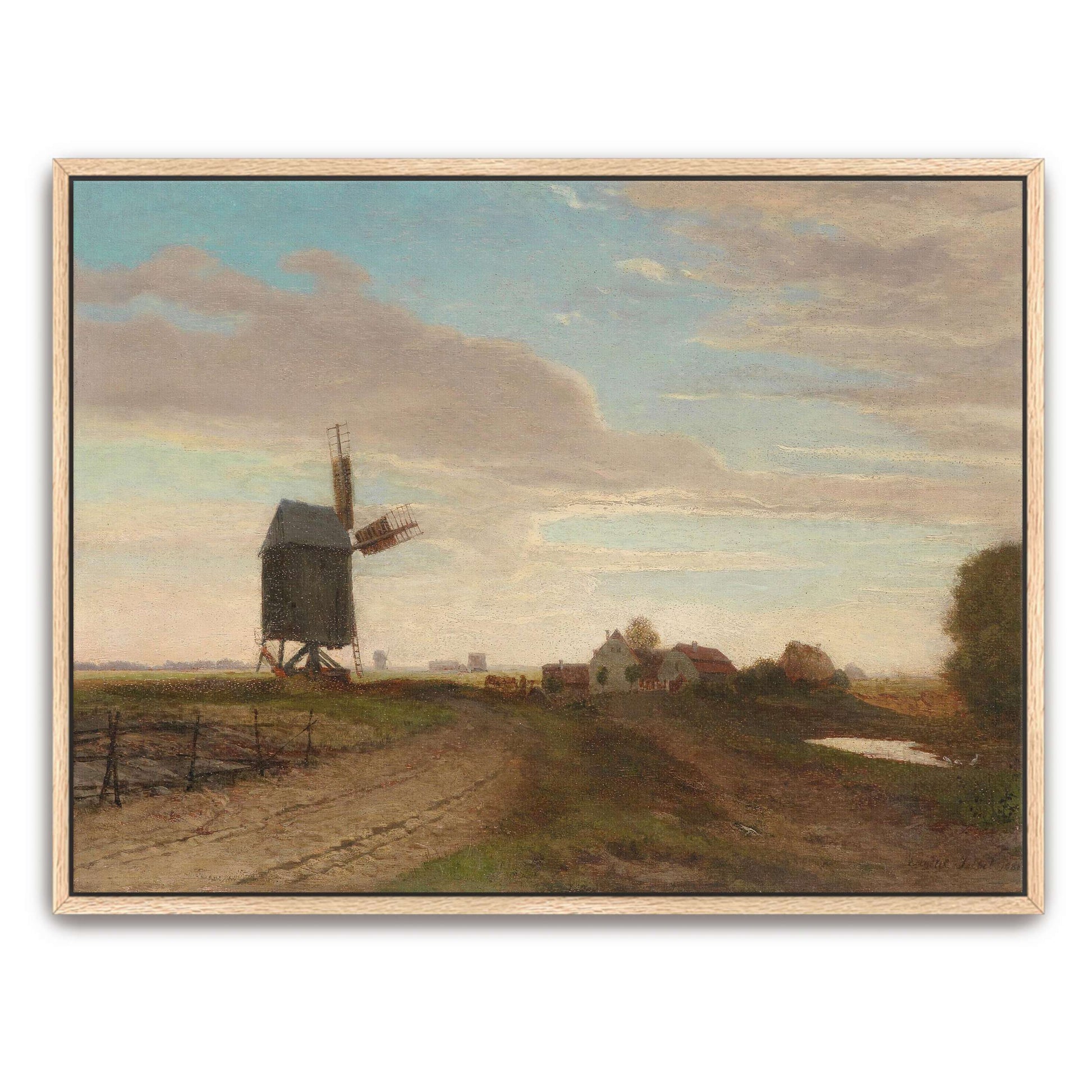 Windmill Landscape Rural Scene Sunset Sky By Eugen Jettel