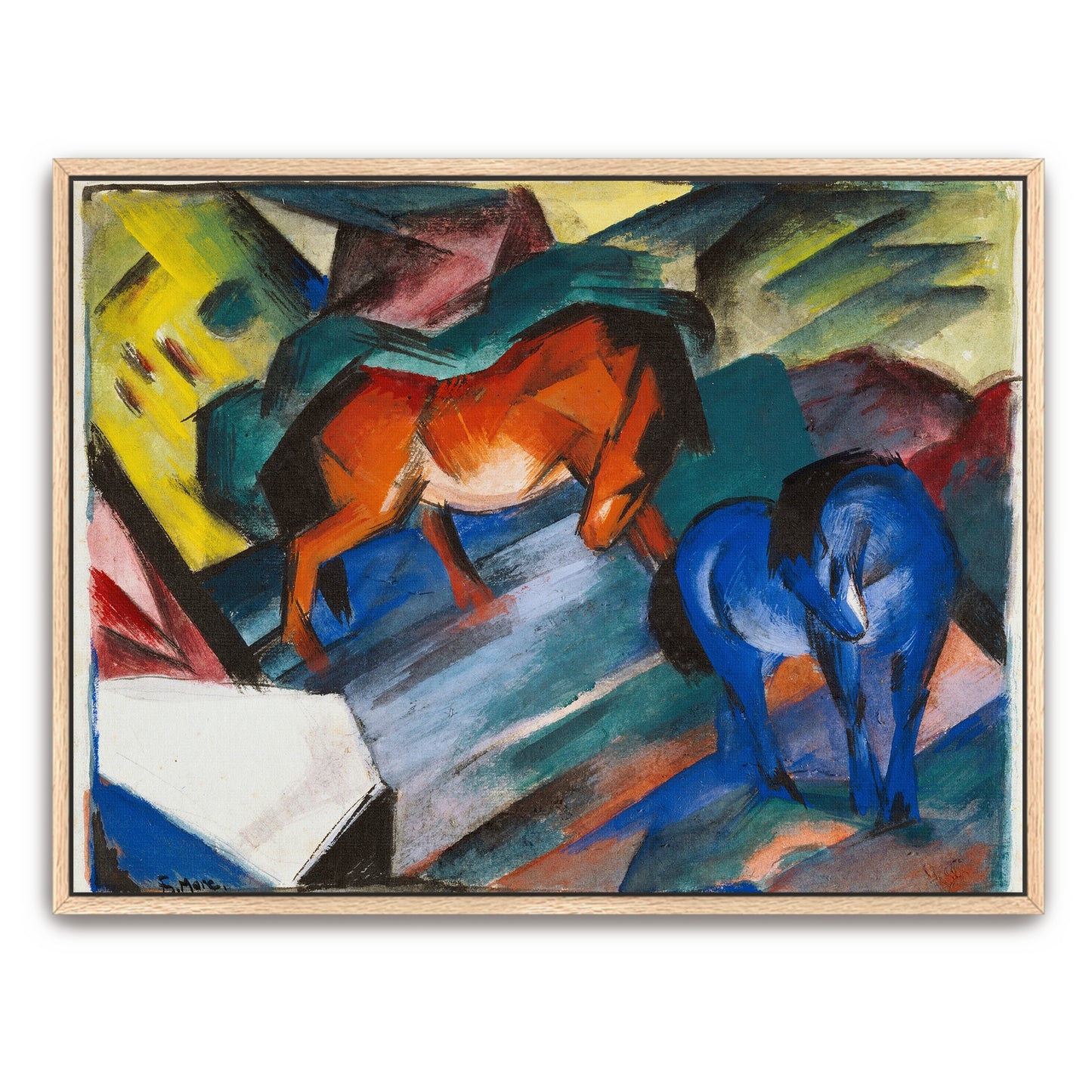 Two Horses In A Landscape By Franz Marc