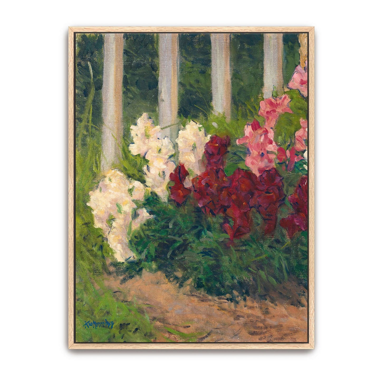 Flowers by a white fence by Koloman Moser