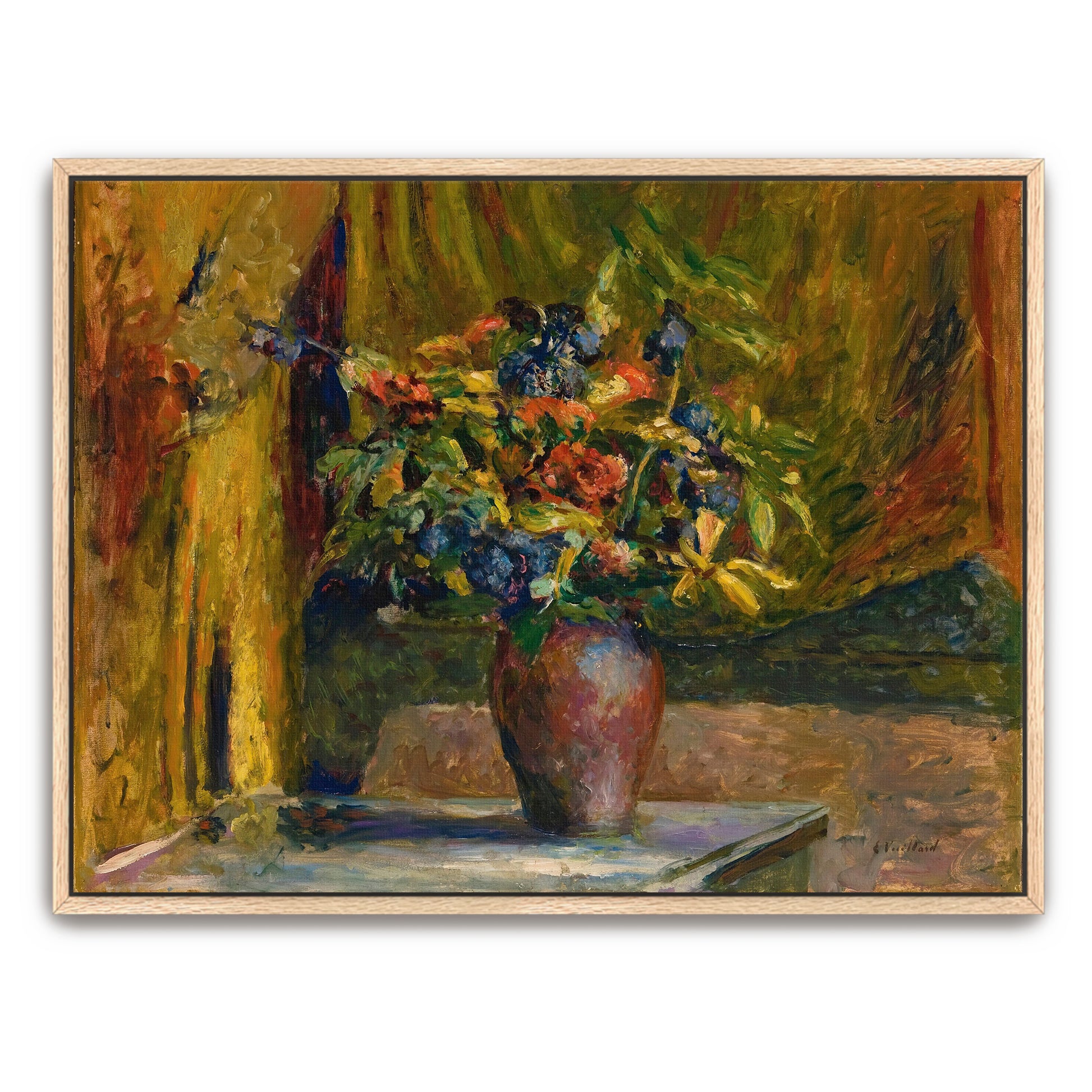 Impressionistic Bouquet In Vase, Golden Light, Interior Setting By Édouard Vuillard