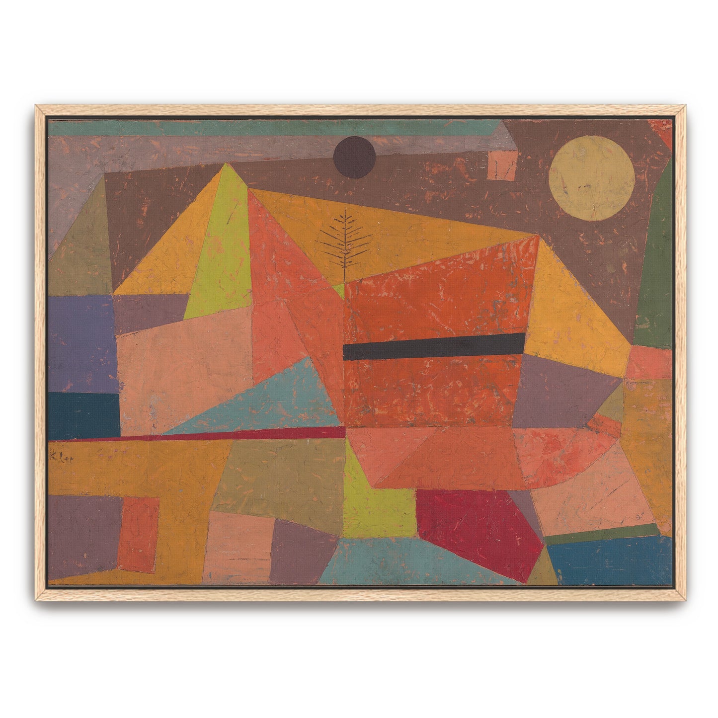 Geometric Abstract Landscape With Sun And Tree By Paul Klee