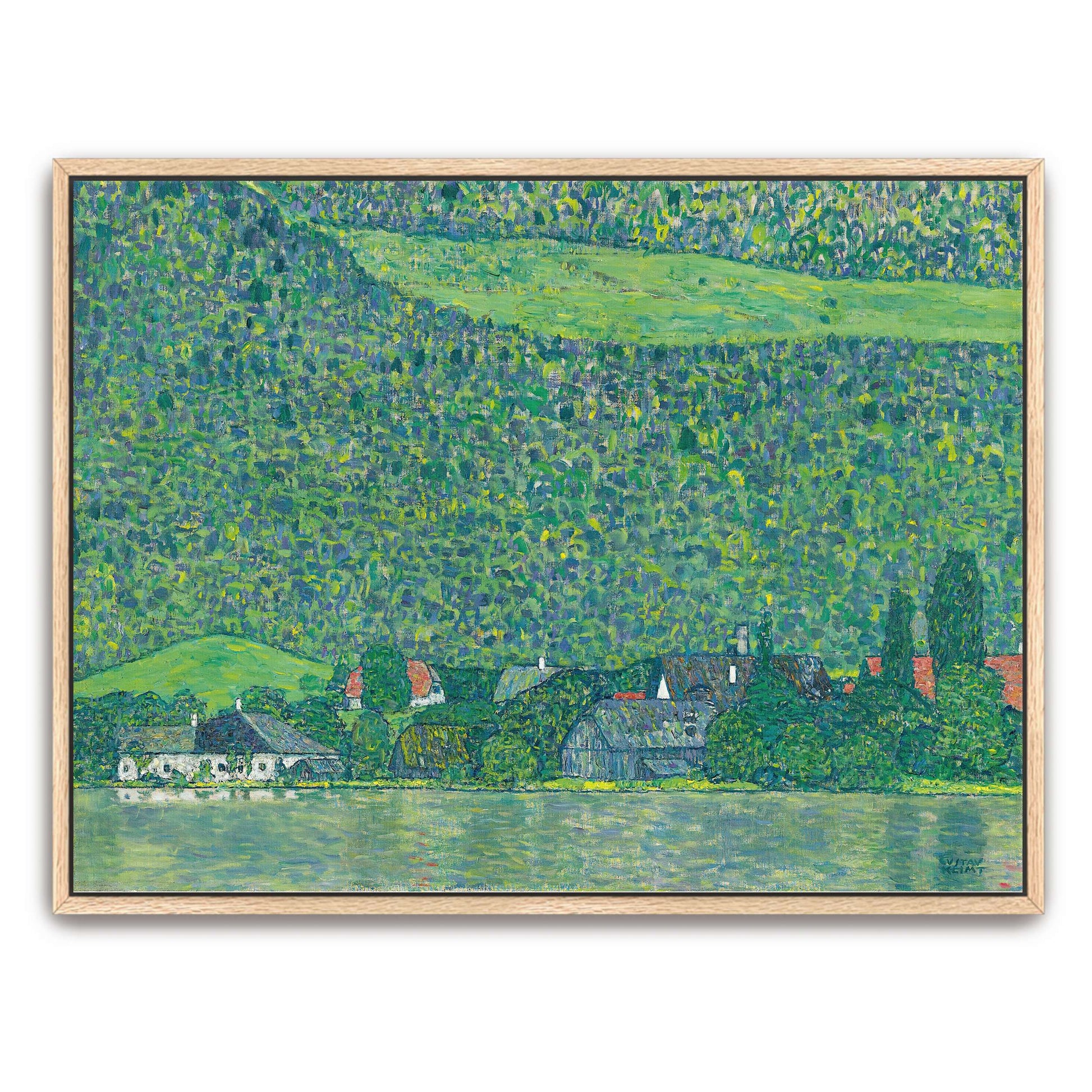 Village by a Lake with Green Hills by Gustav Klimt