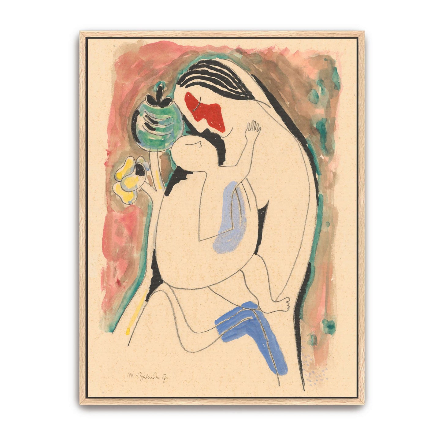 Mother and child with flower by Mikuláš Galanda