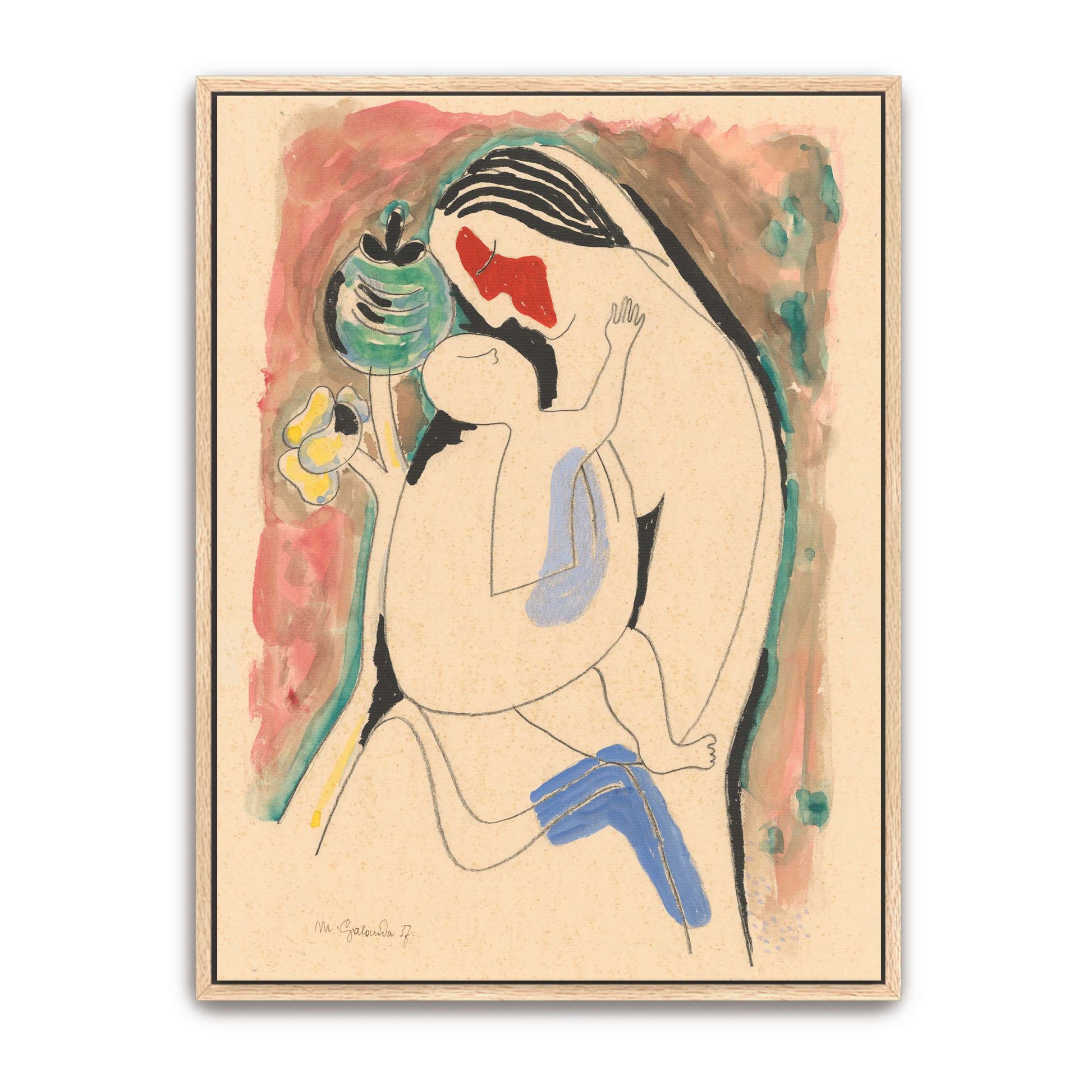 Mother and child with flower by Mikuláš Galanda