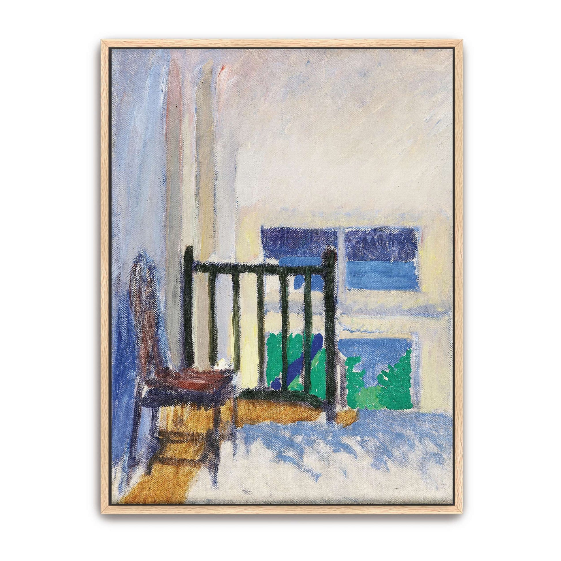 Interior scene with chair and stairs by Koloman Moser