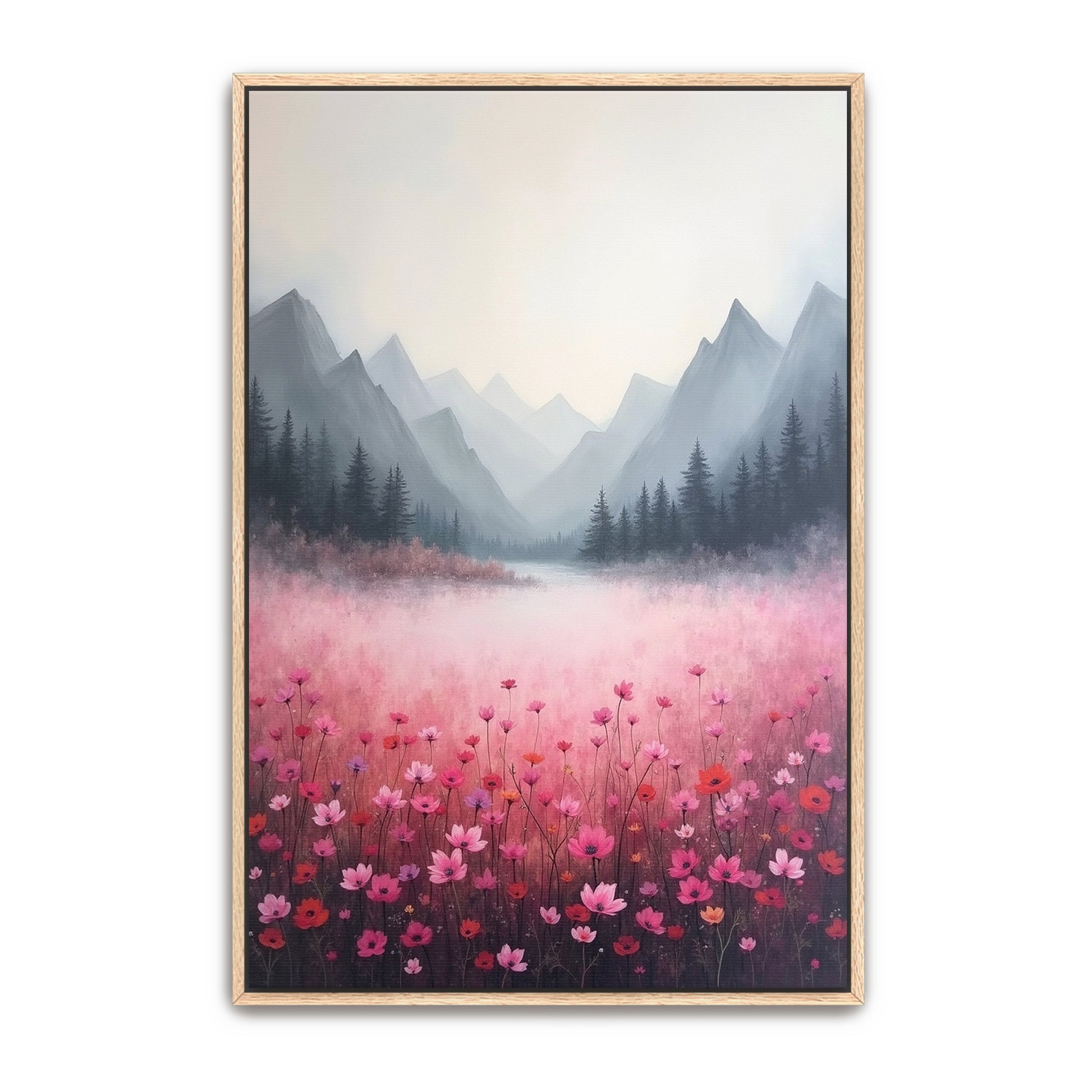 Mountain Meadow With Pink Flowers By Yara Rabibzad