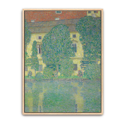 House by a lake with trees by Gustav Klimt