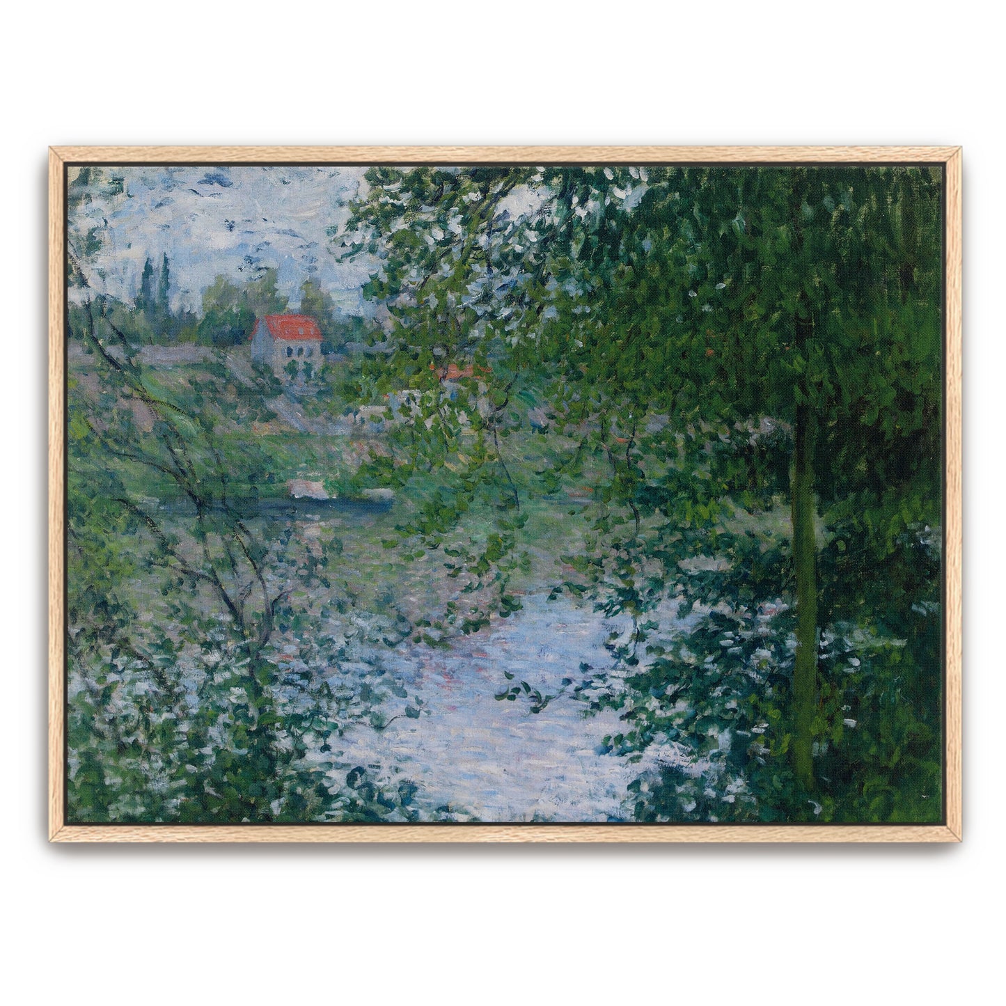 Riverbank View Through Lush Foliage By Claude Monet