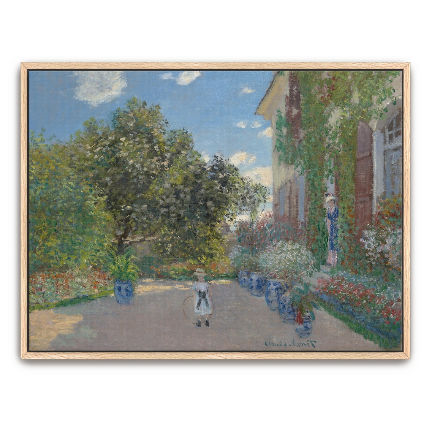 A Girl In A Garden With A Hoop, Impressionist Style By Claude Monet