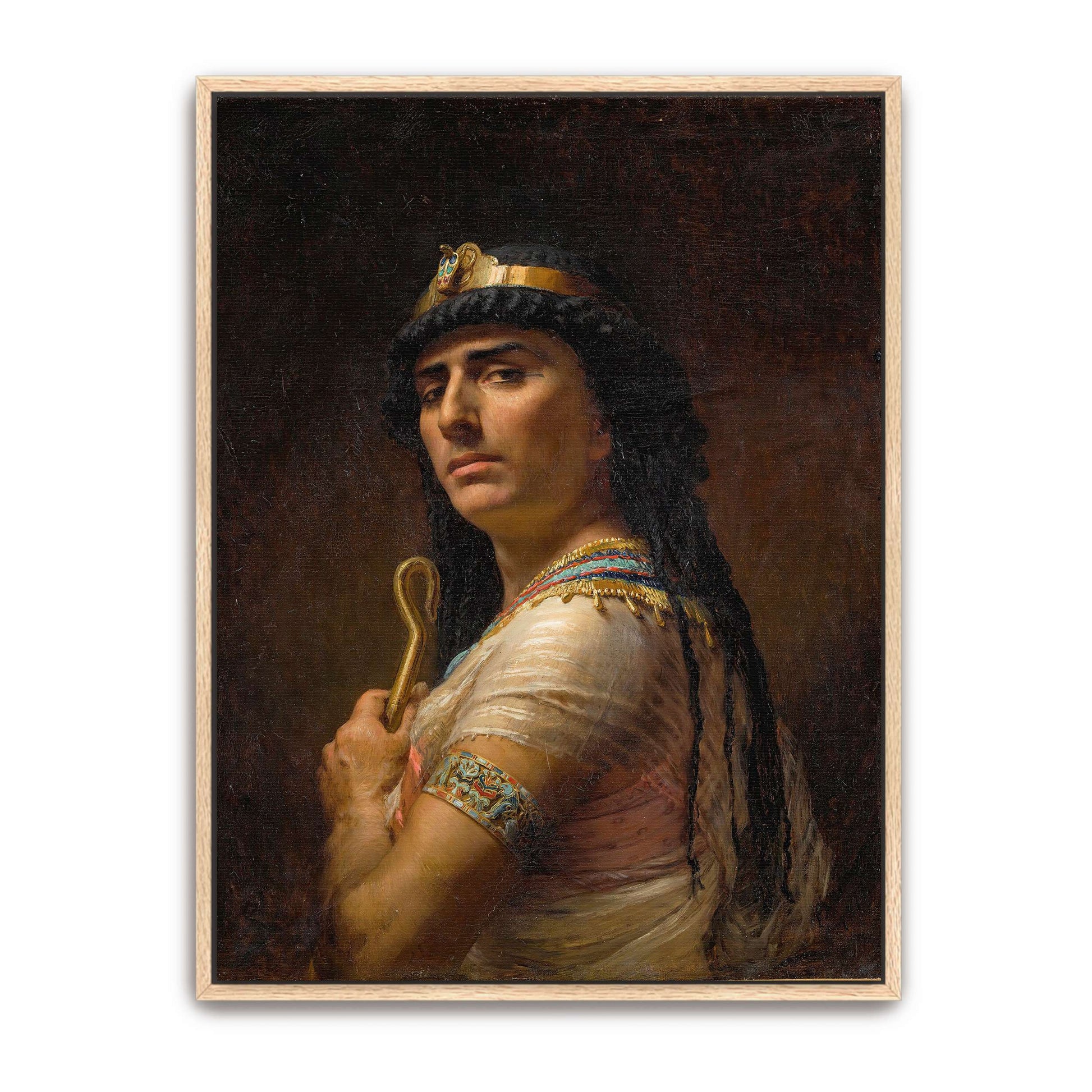 Egyptian Priestess holding a staff by Frederick Arthur Bridgman