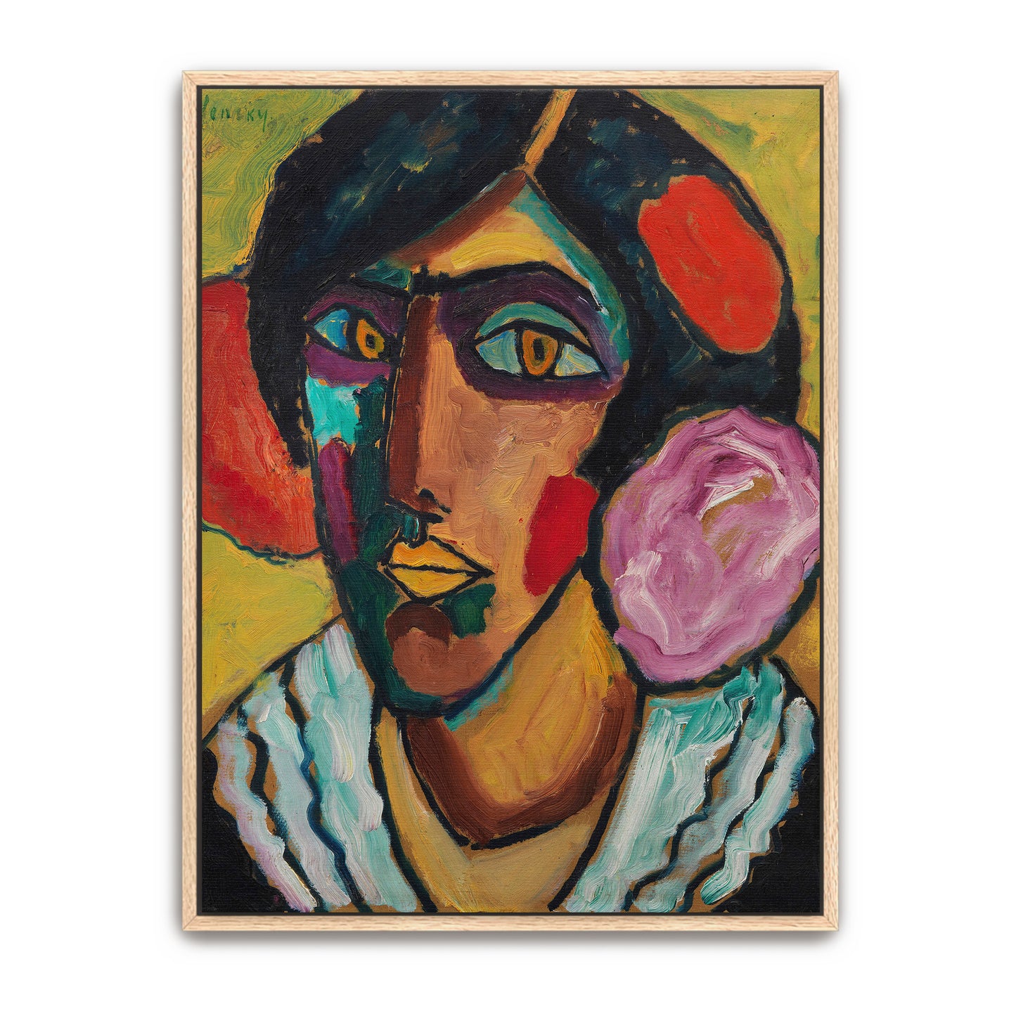 Expressionist Portrait Of Woman With Flowers By Alexej Von Jawlensky