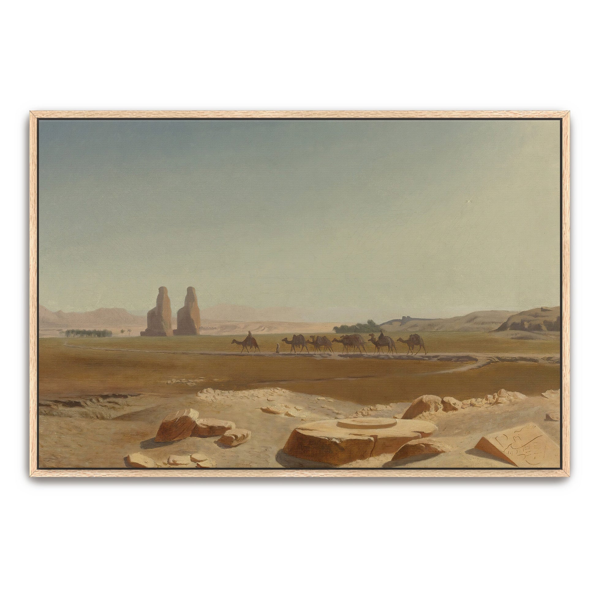 Caravan Crossing Desert Landscape With Colossi Of Memnon By Jean-Léon Gérôme