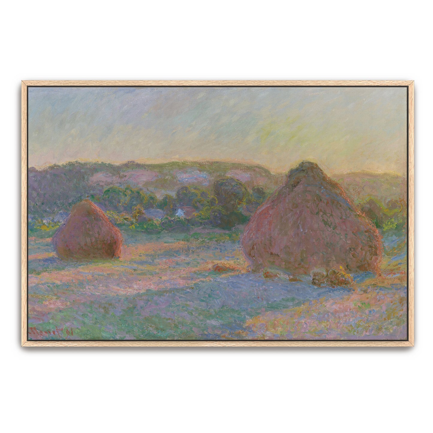 Haystacks In A Field At Sunset, Impressionist Landscape By Claude Monet