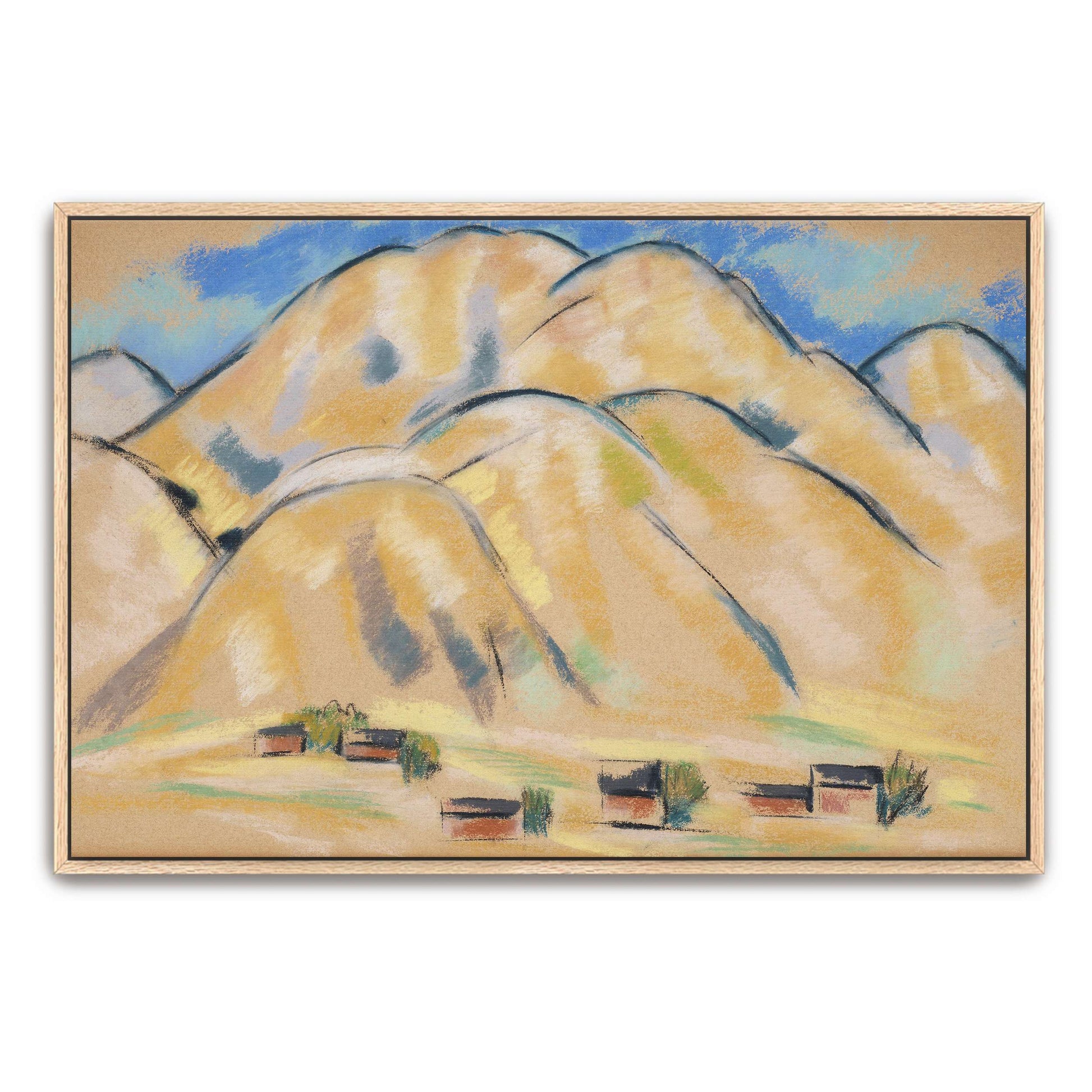 Pastel painting of hills and houses by Marsden Hartley