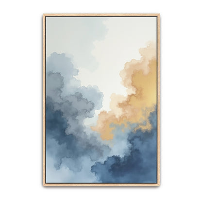 Abstract Watercolor Cloudscape In Blue And Gold By Yara Rabibzad