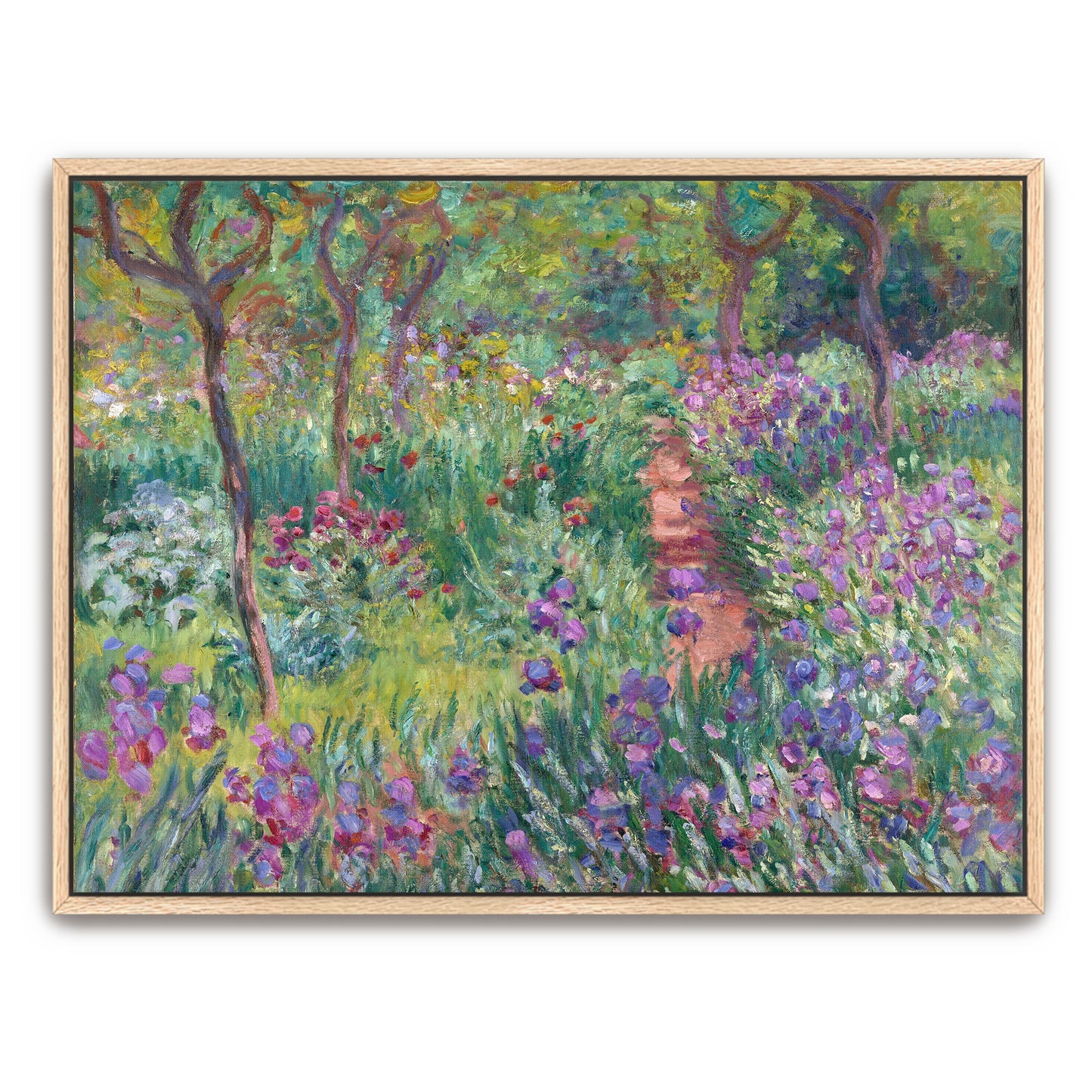 Garden Path With Purple Flowers And Trees By Claude Monet