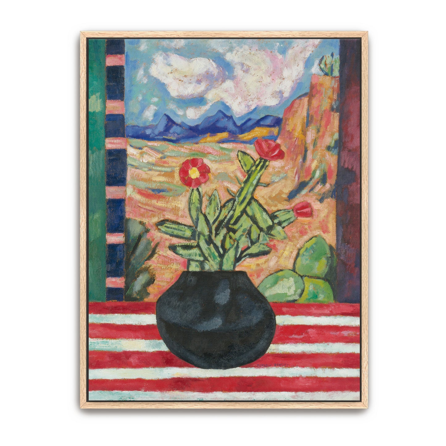 Cactus Still Life With Mountain Landscape By Marsden Hartley