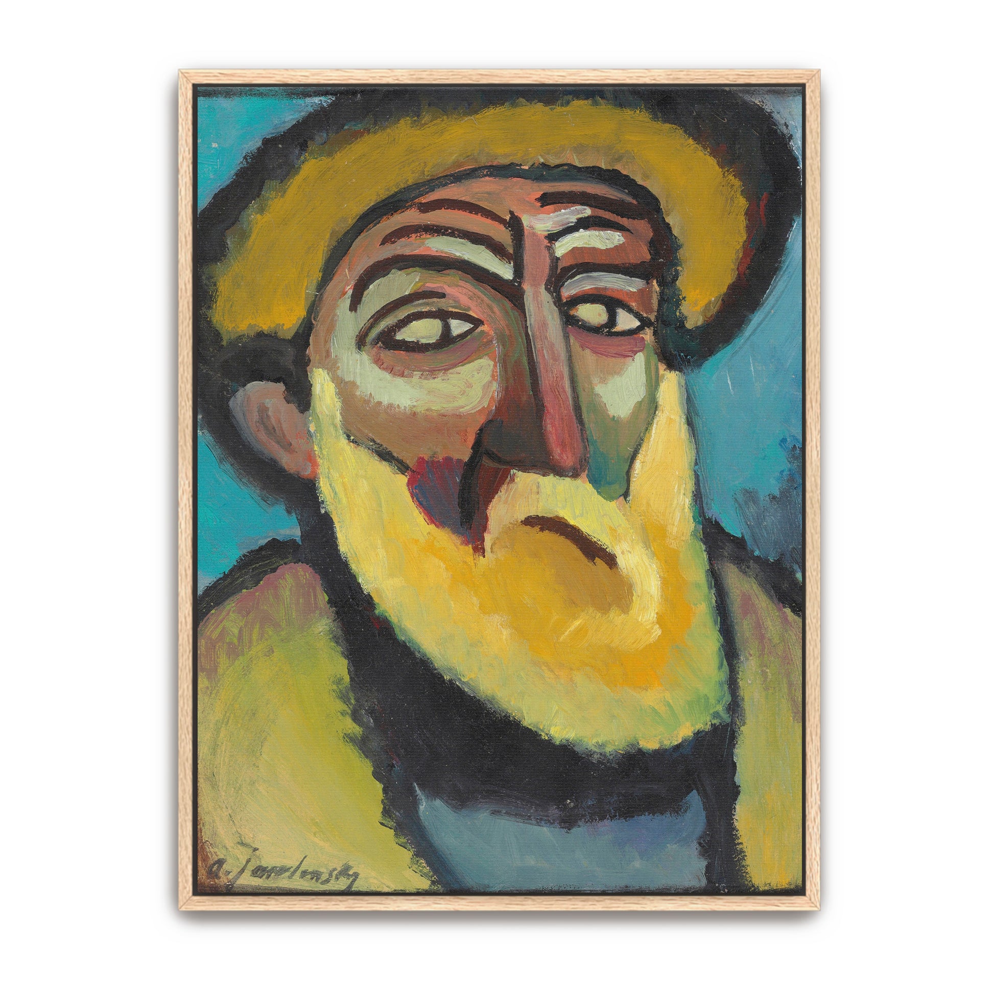 Close Up Portrait Of An Elderly Man With Yellow Hat By Alexej Von Jawlensky