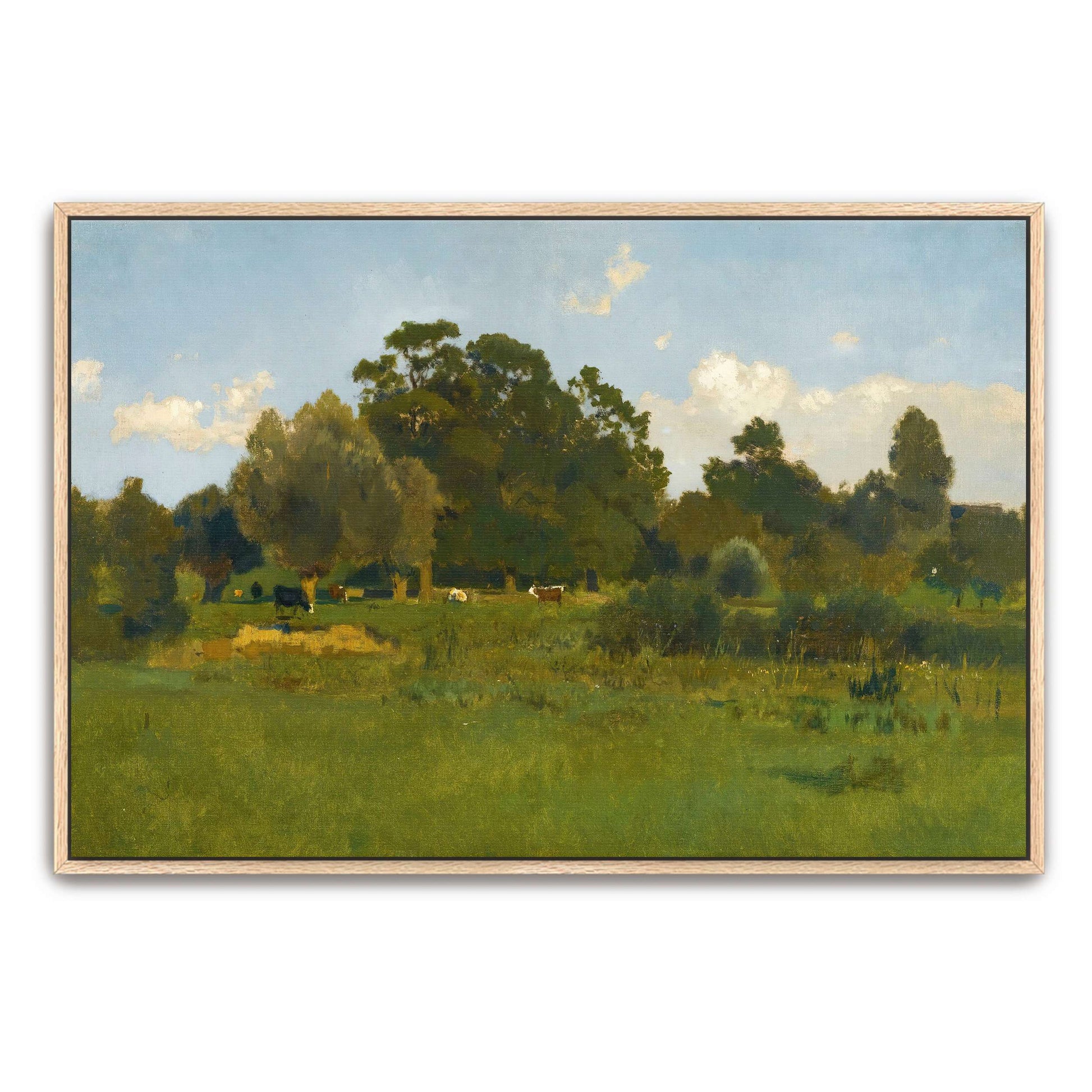 Pastoral Meadow With Cows Under Cloudy Sky By Eugen Jettel