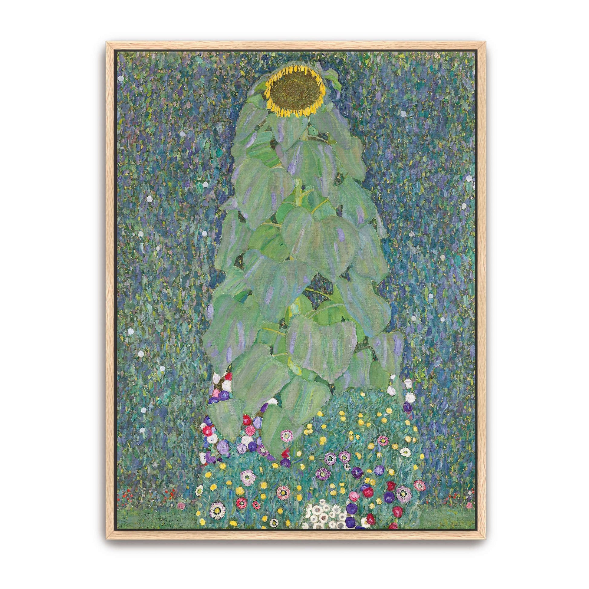A single sunflower in a field of flowers by Gustav Klimt