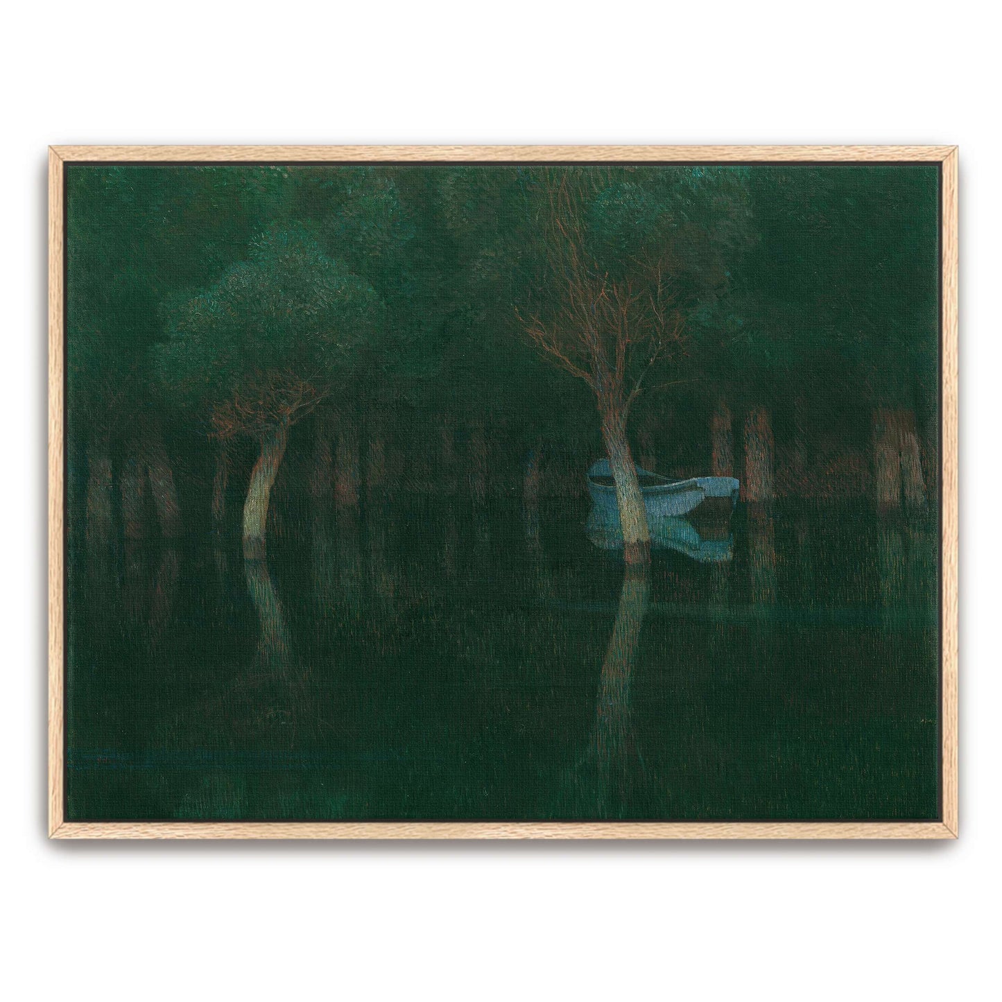 Boat in dark, still water by Carl Moll