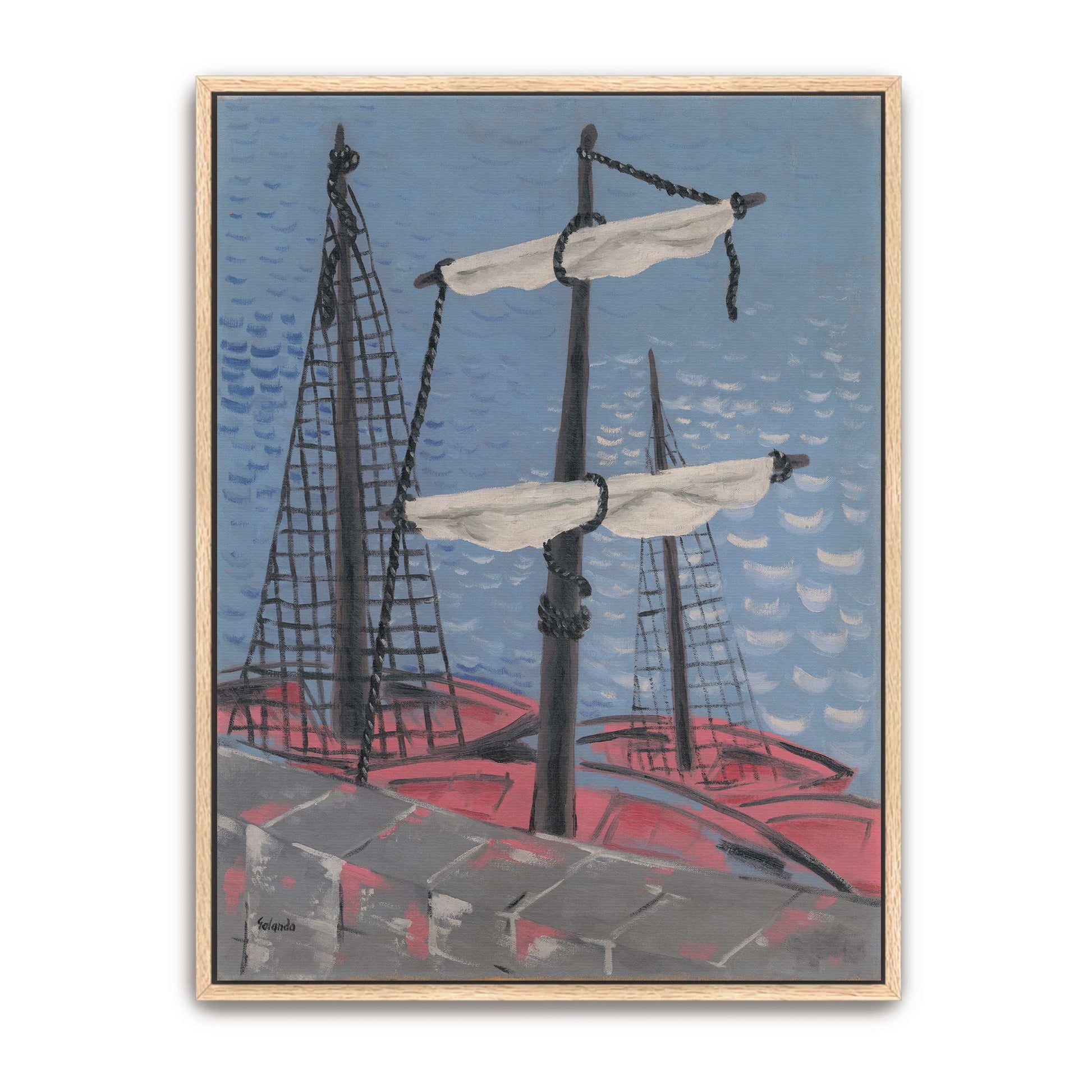Two Boats On A Blue Sea By Mikuláš Galanda