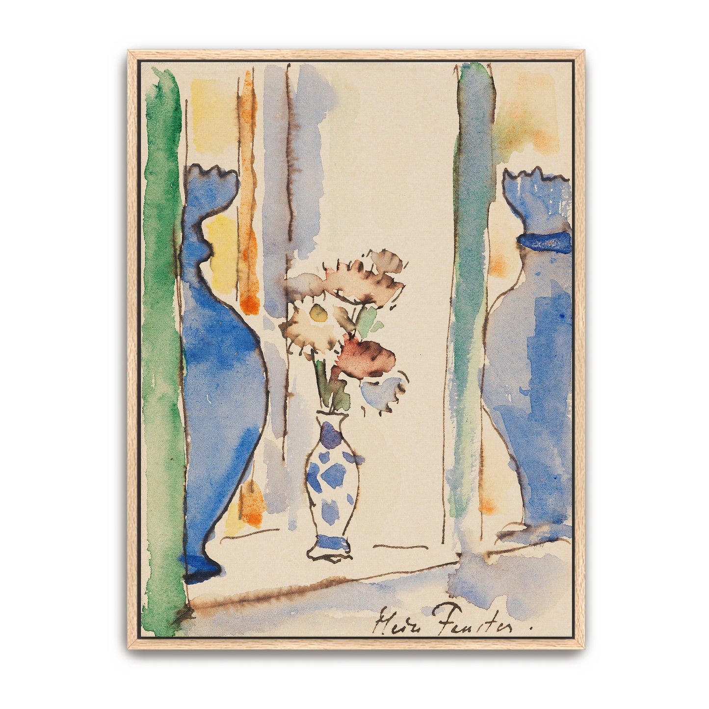 Two Blue Vases With Flowers In Window By Alexej Von Jawlensky