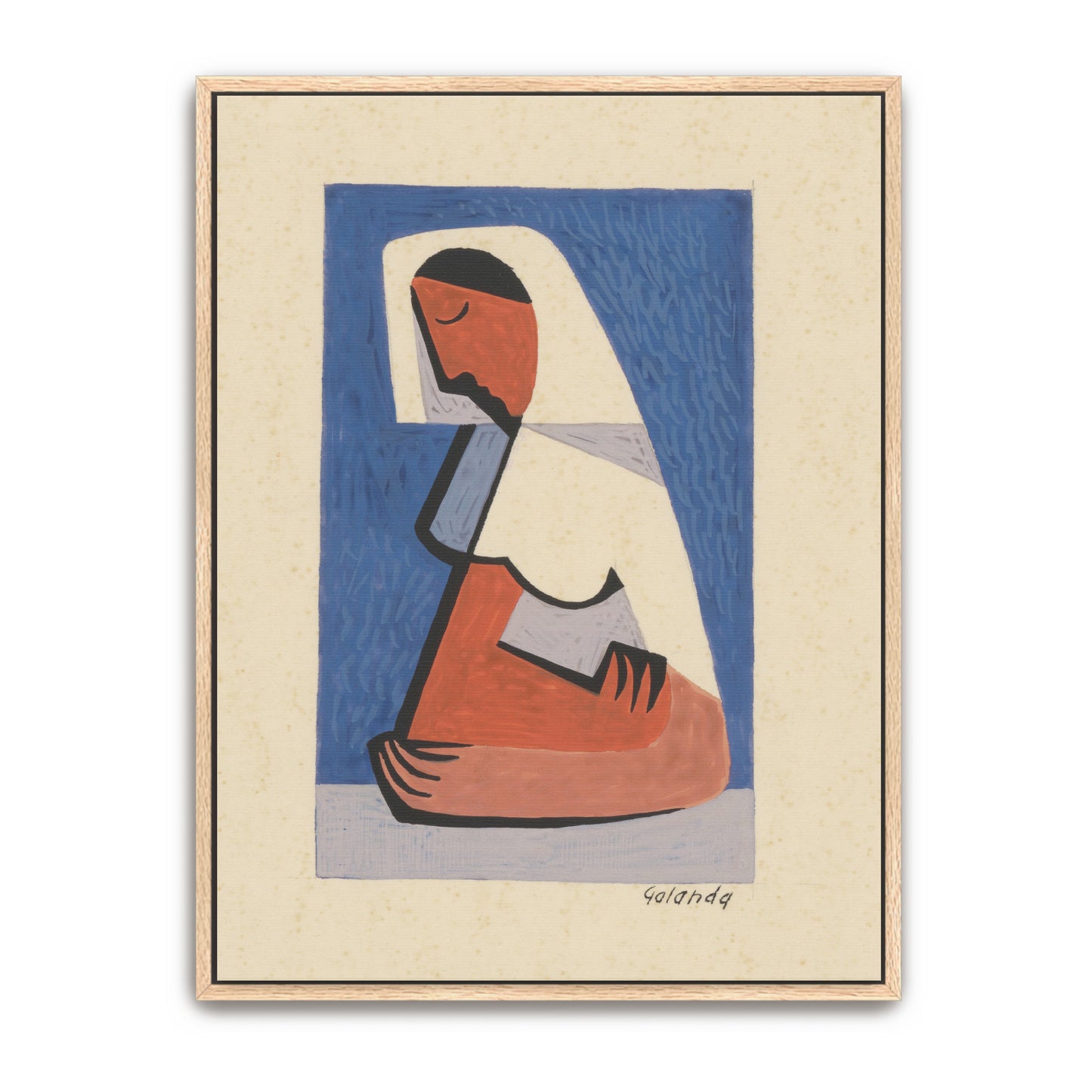 Cubist Style Portrait Of Woman In White By Mikuláš Galanda