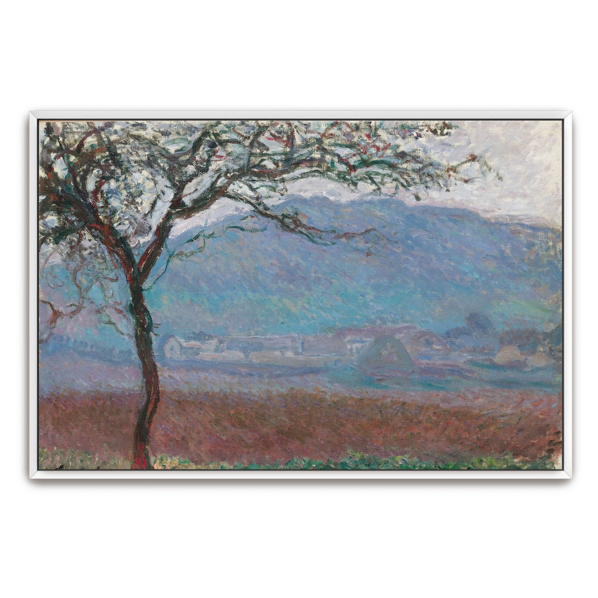 Tree In Landscape With Hazy Hills By Claude Monet