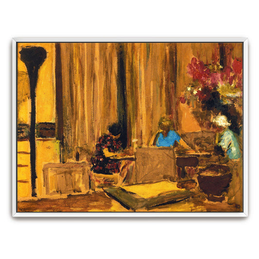 The Billiard Room at the Château at Clayes by Édouard Vuillard, white framed canvas print