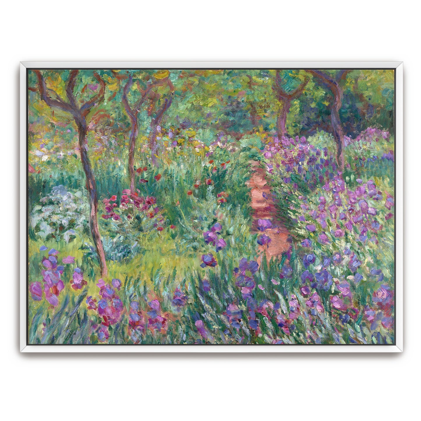 Garden Path With Purple Flowers And Trees By Claude Monet