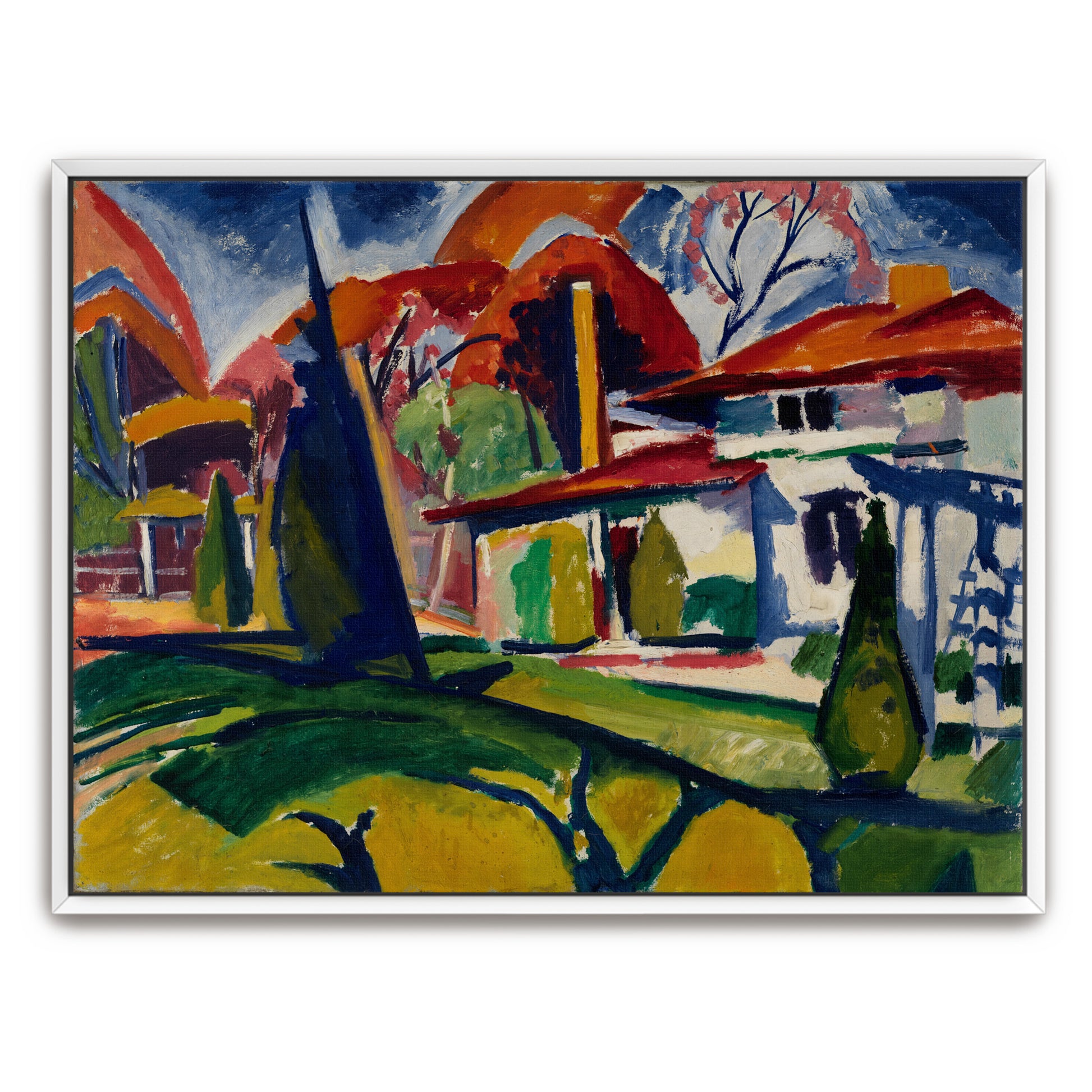 House In A Garden With Abstract Shapes And Vivid Colors By Henry Lyman Saÿen