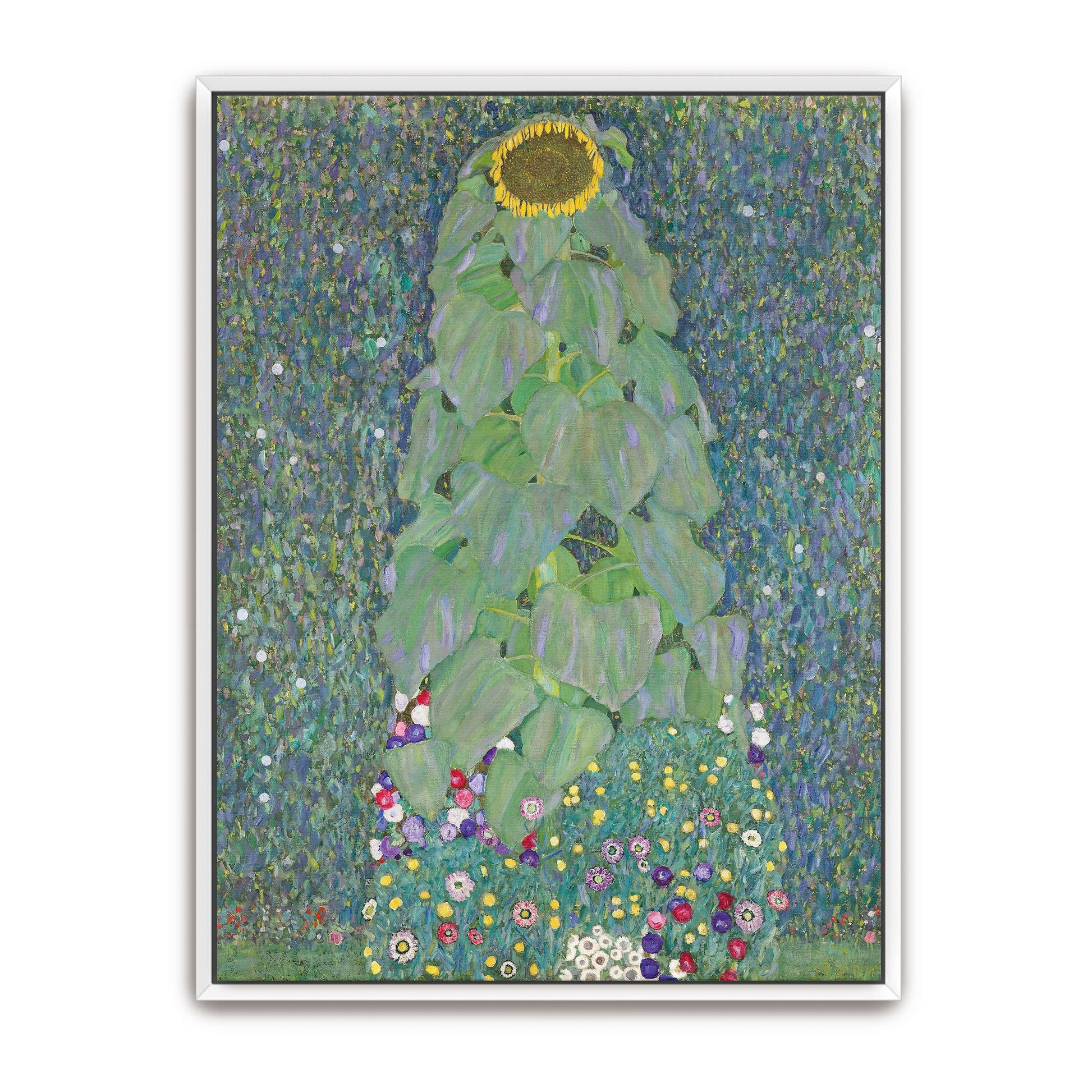 A single sunflower in a field of flowers by Gustav Klimt