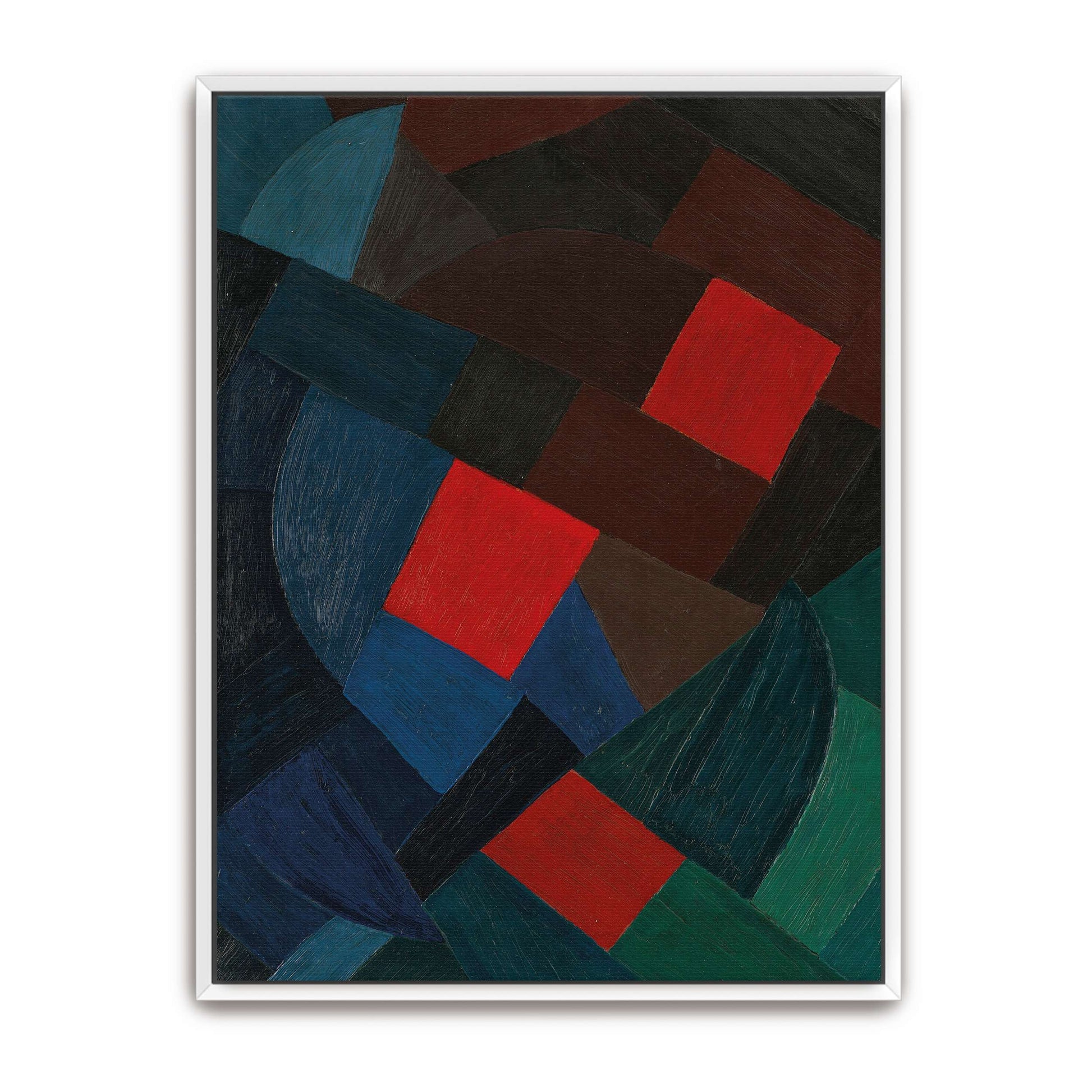Abstract geometric painting with red squares by Otto Freundlich