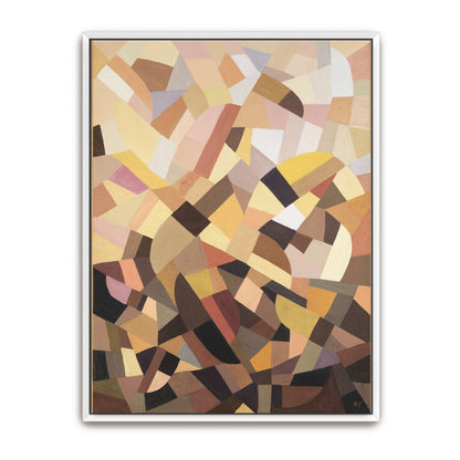 Abstract geometric painting with brown, yellow, and pink shapes by Otto Freundlich