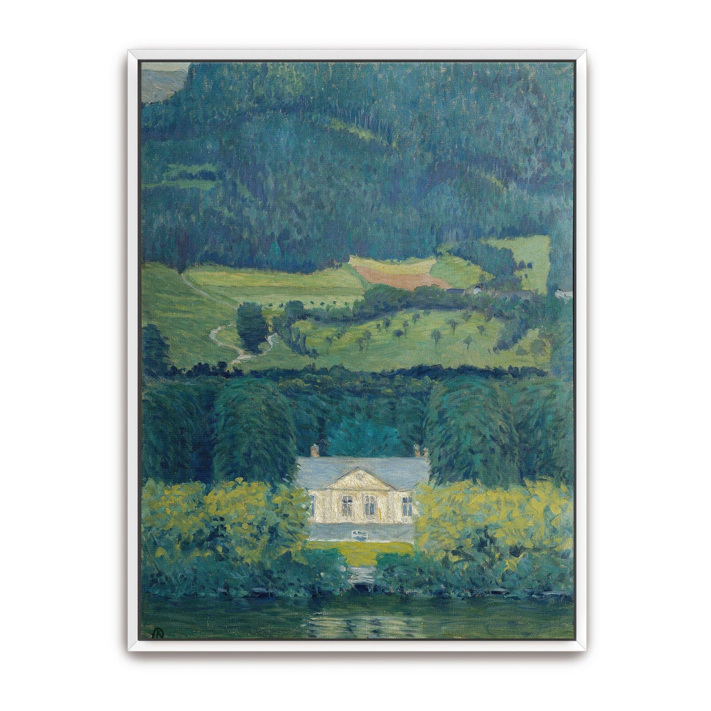 Country house by water, landscape by Koloman Moser