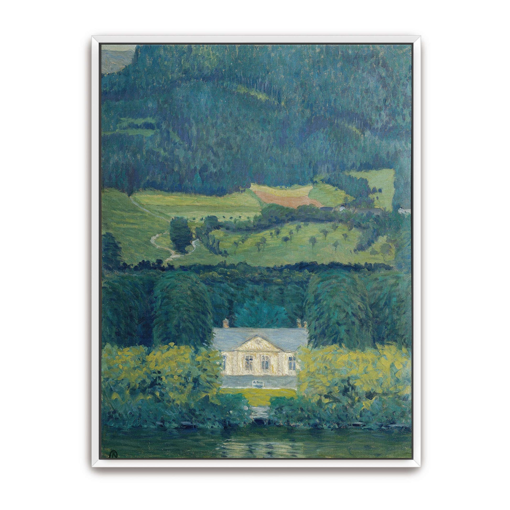 Country house by water, landscape by Koloman Moser