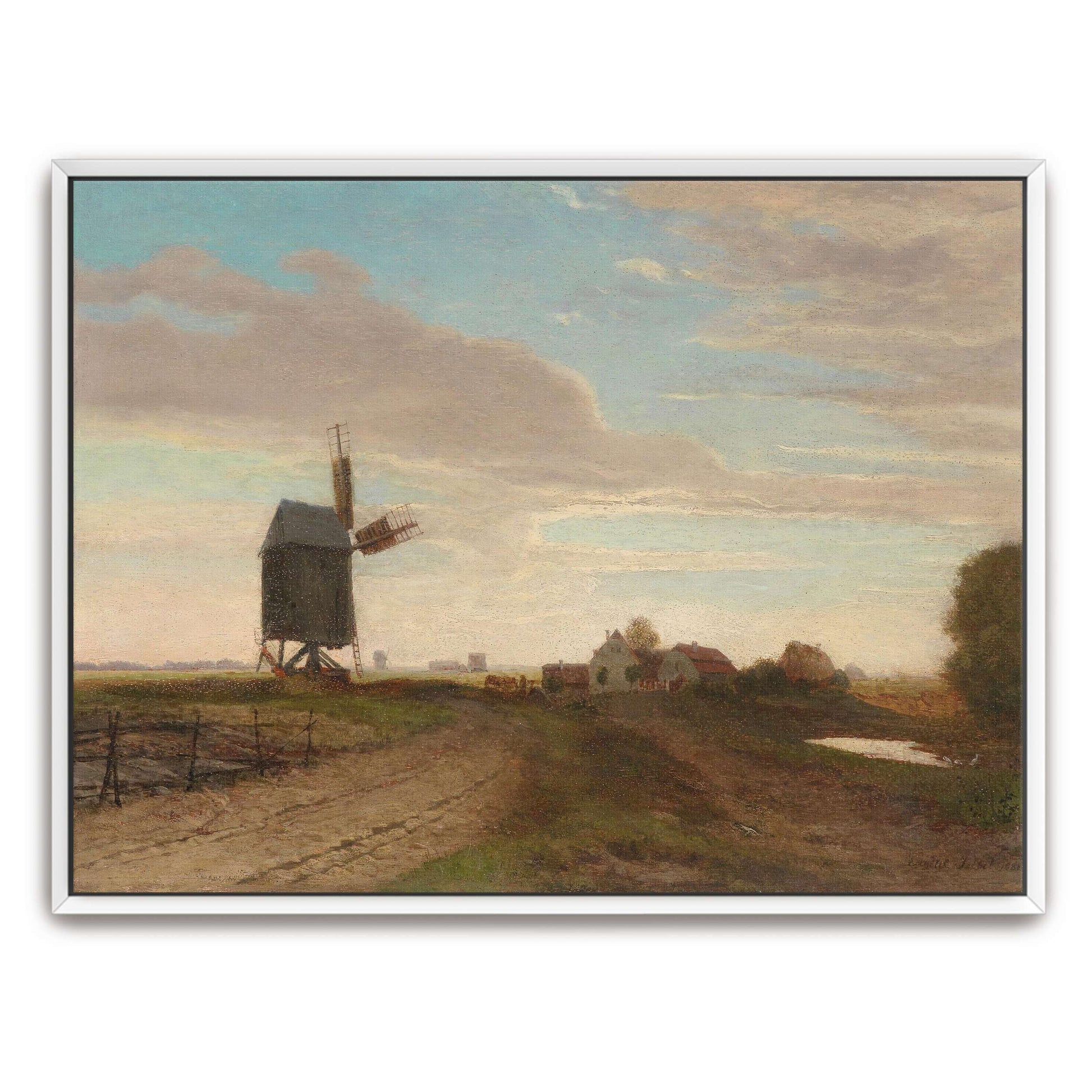 Windmill Landscape Rural Scene Sunset Sky By Eugen Jettel