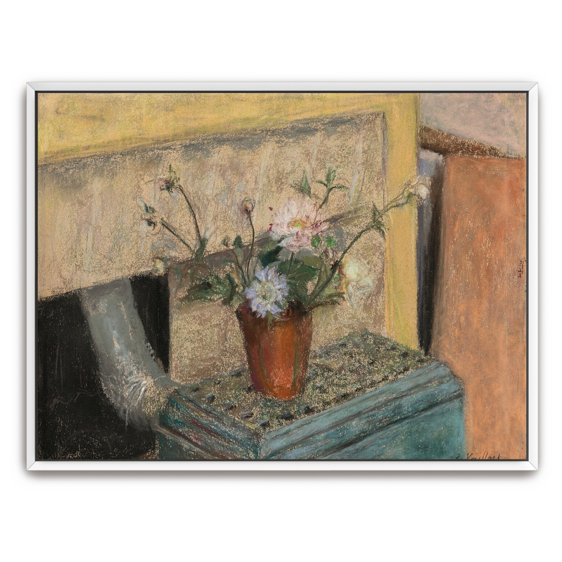 Pastel Flowers In A Pot On A Table By Édouard Vuillard