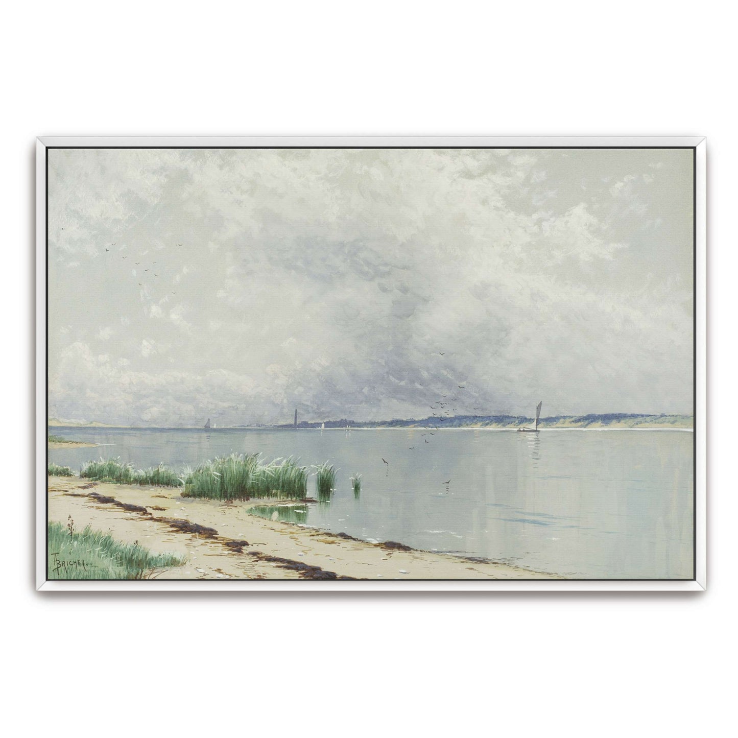 Seascape with Sailboat and Shore by Alfred Thompson Bricher