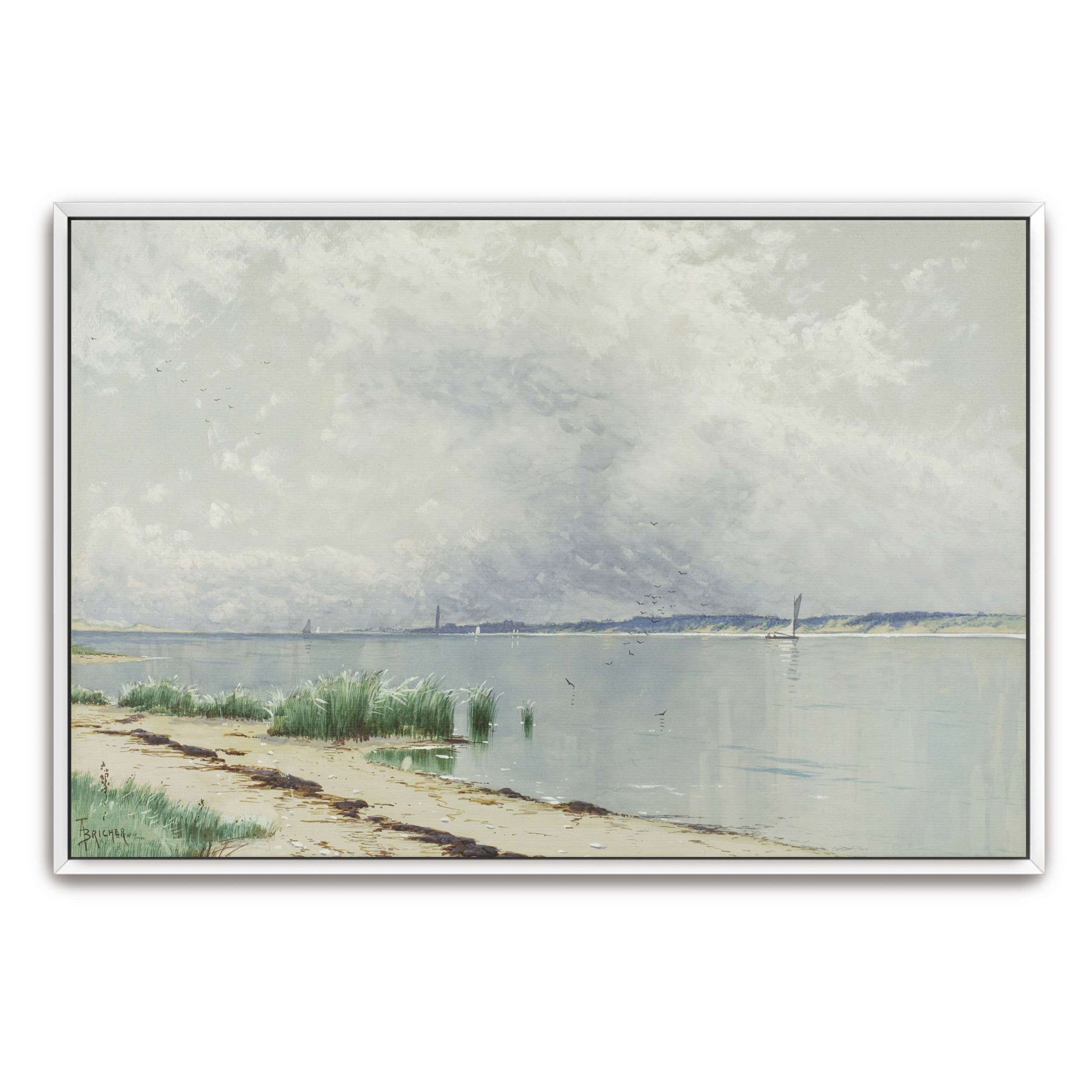 Seascape with Sailboat and Shore by Alfred Thompson Bricher