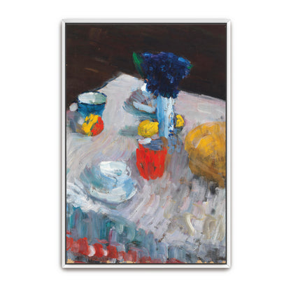 Still Life With Blue Flowers And Yellow Fruit By Alexej Von Jawlensky