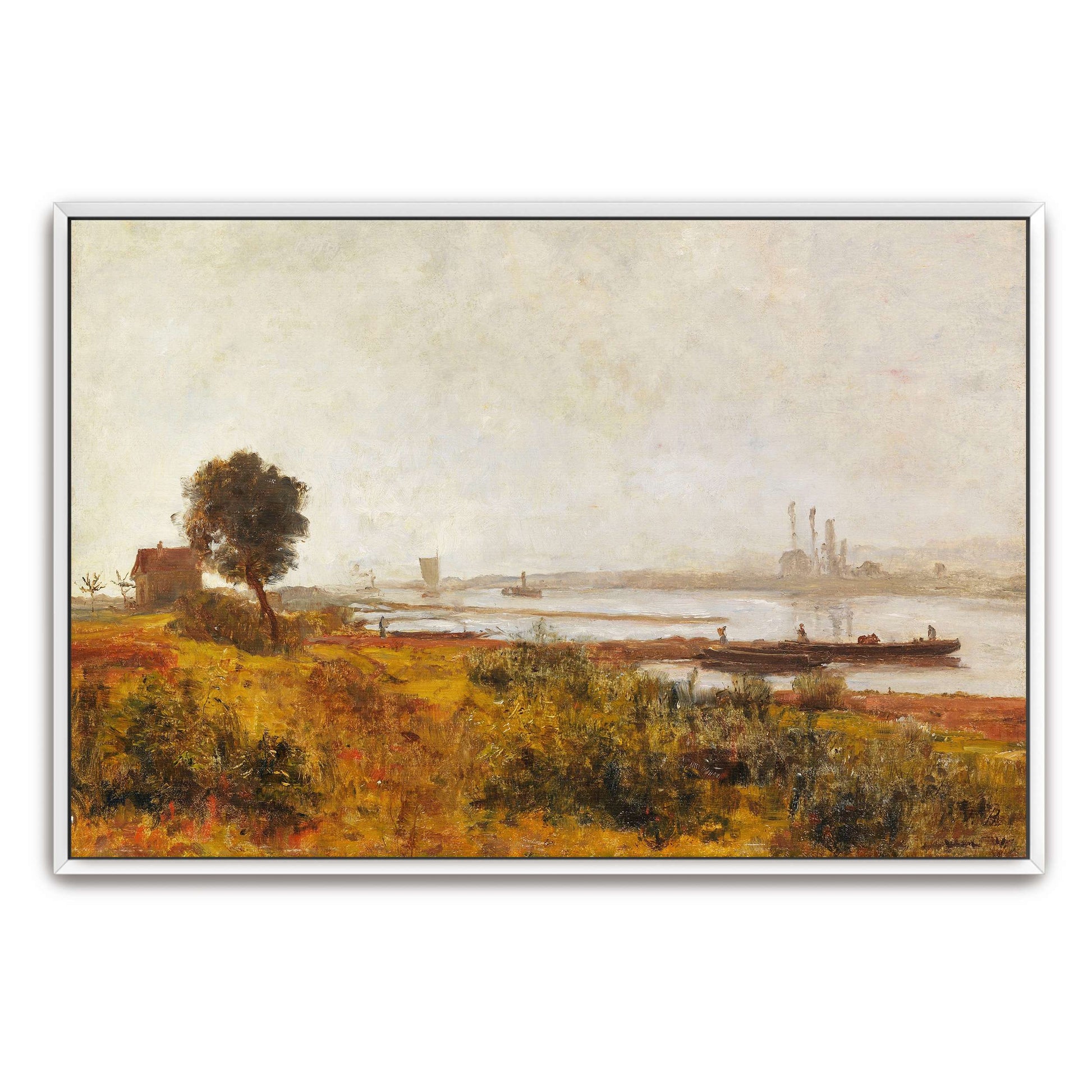River Landscape with Boats and a House by Paul Baum
