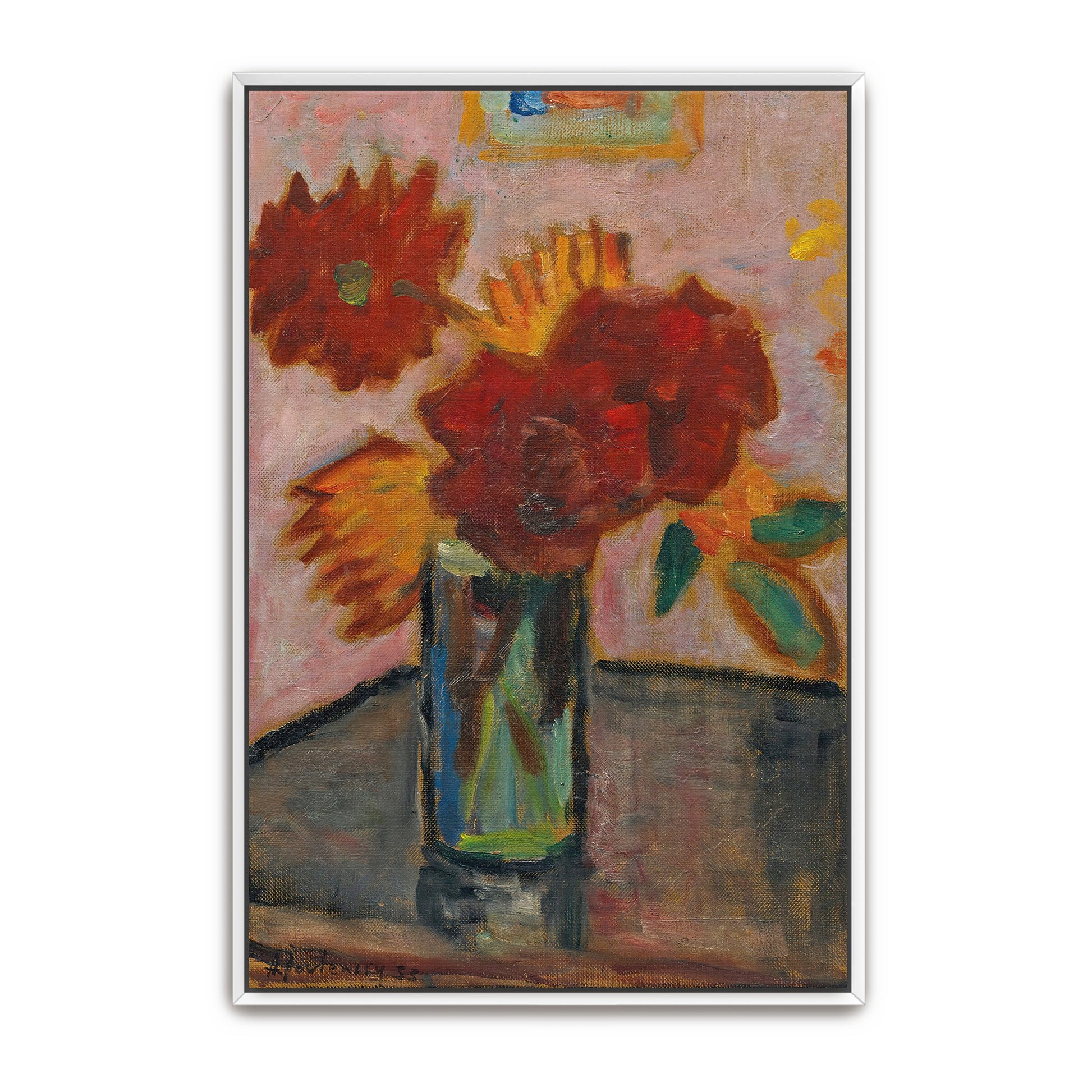 Red And Yellow Flowers In Vase By Alexej Von Jawlensky