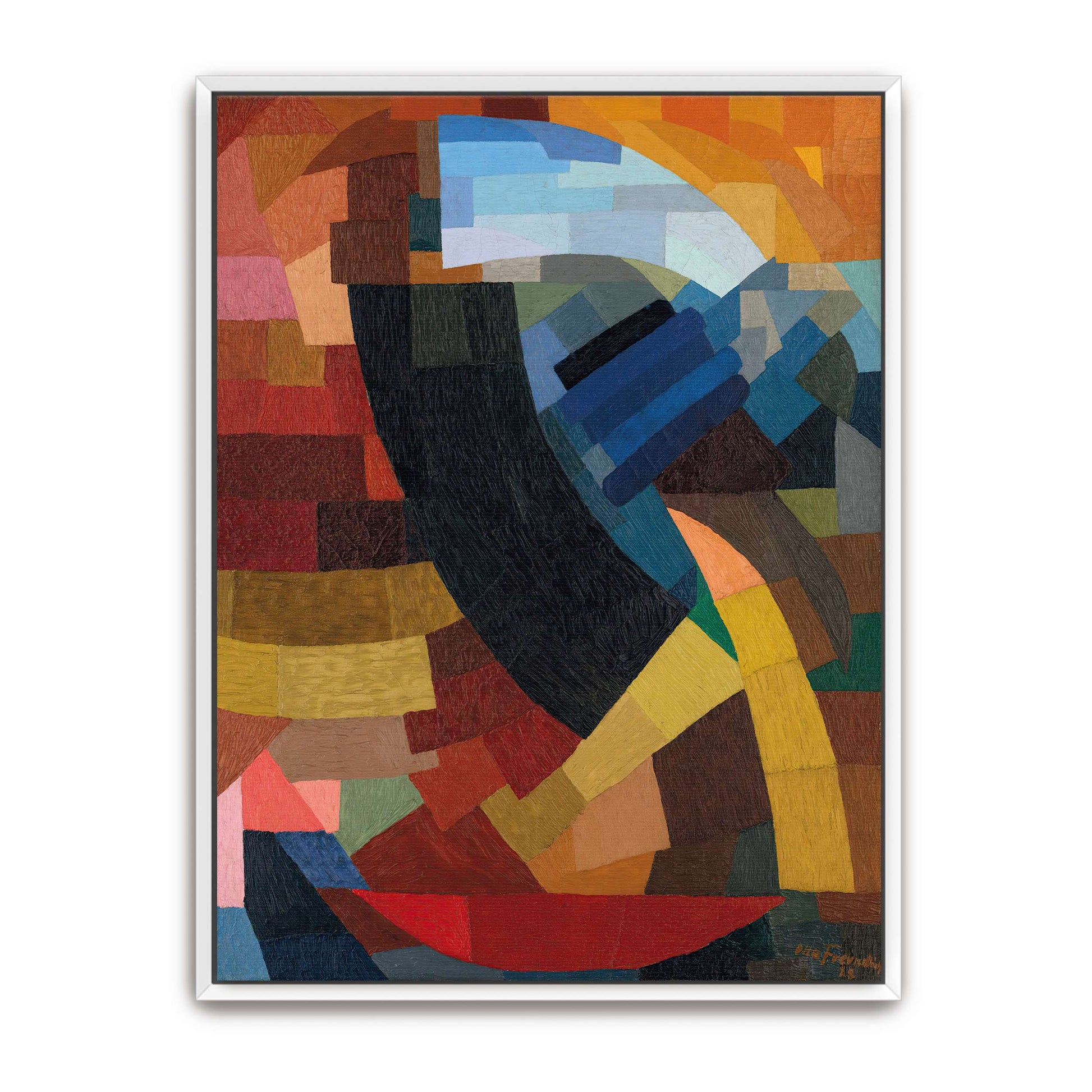 Abstract geometric art with curved lines by Otto Freundlich