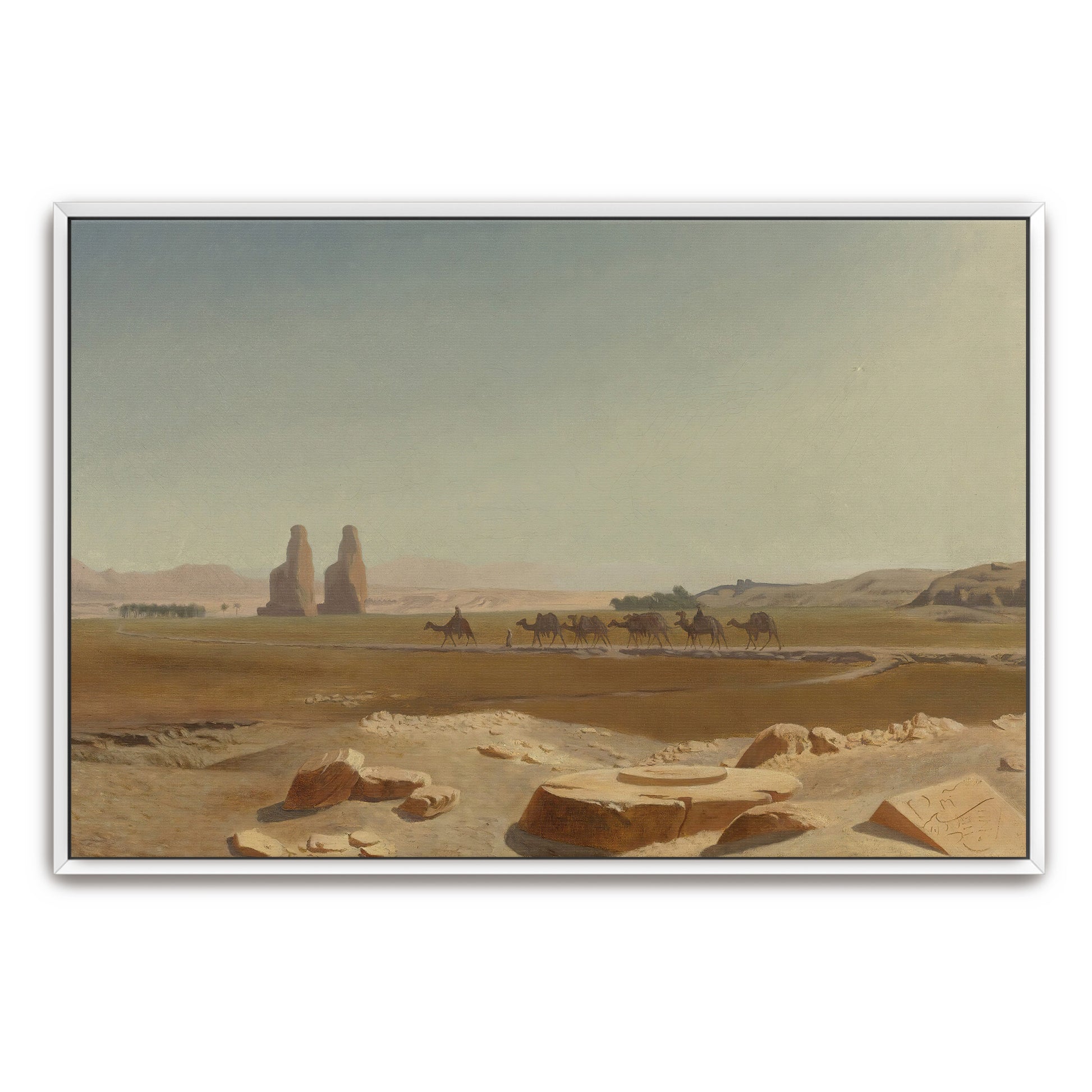 Caravan Crossing Desert Landscape With Colossi Of Memnon By Jean-Léon Gérôme