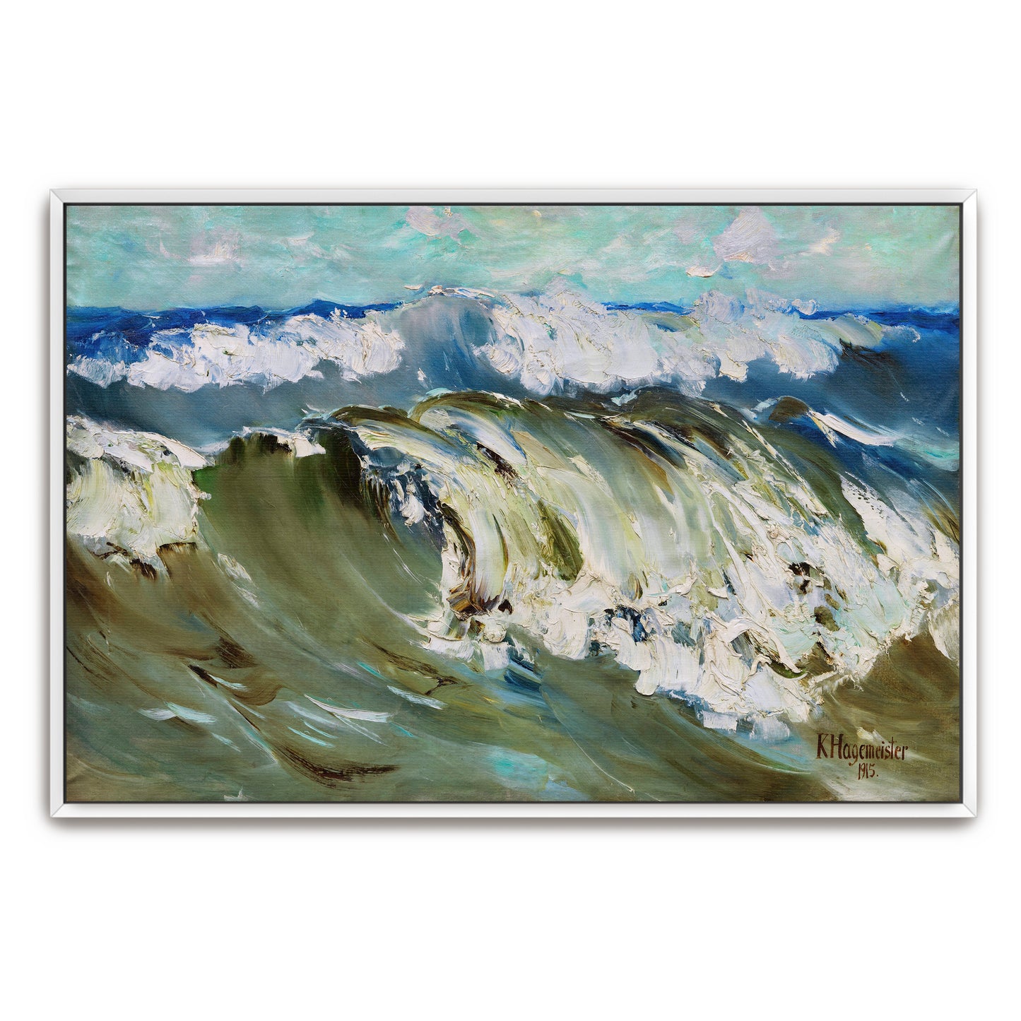 Ocean Waves Breaking, Impressionist Style By Karl Hagemeister