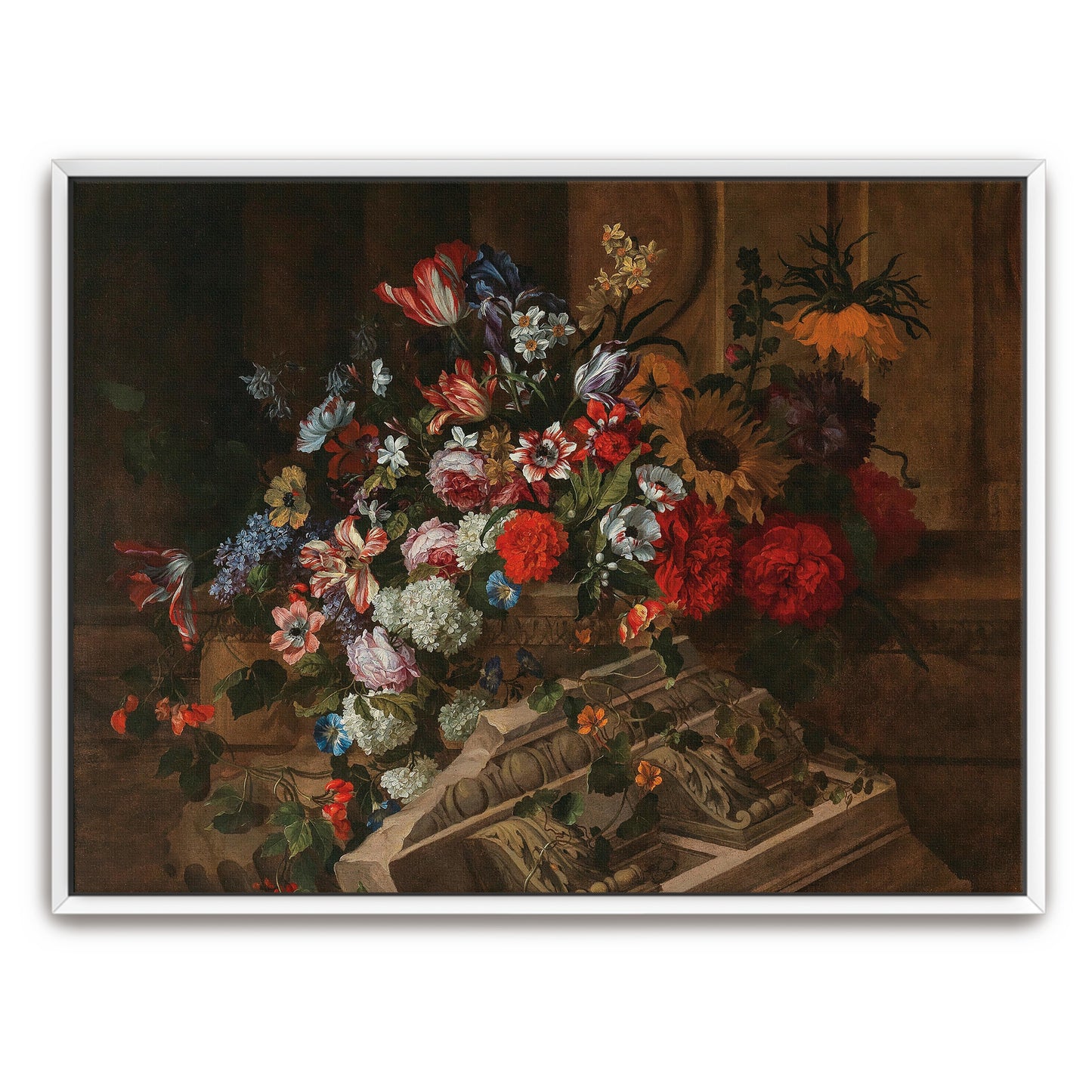 Flowers And Classical Ruins On A Terrace By Jean-Baptiste Monnoyer